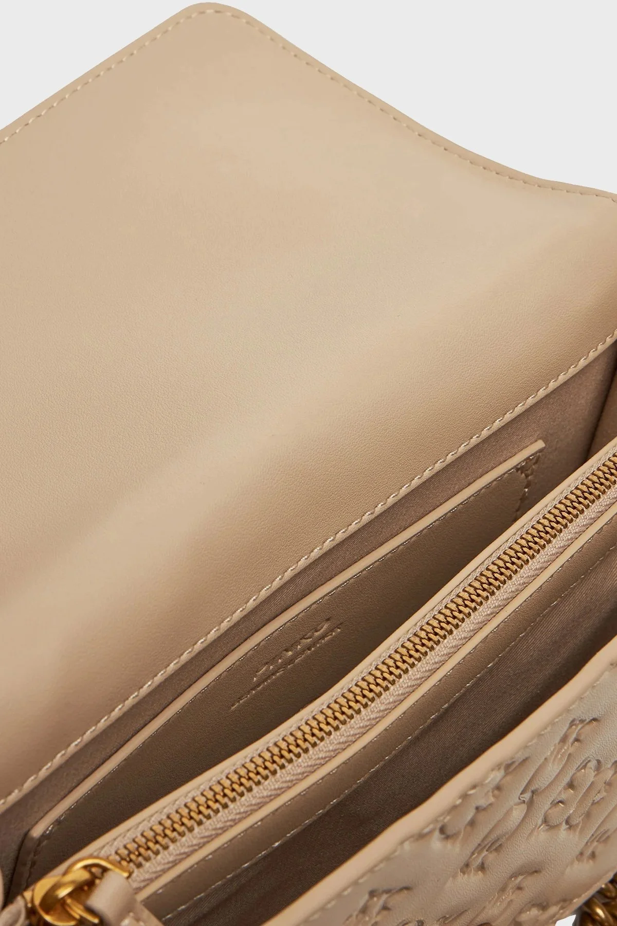 Pinko Kabartmalı Logo Baskılı Ayarlanabilir Askılı Bayan Çanta 100074 A1YB C50Q BEJ - 9