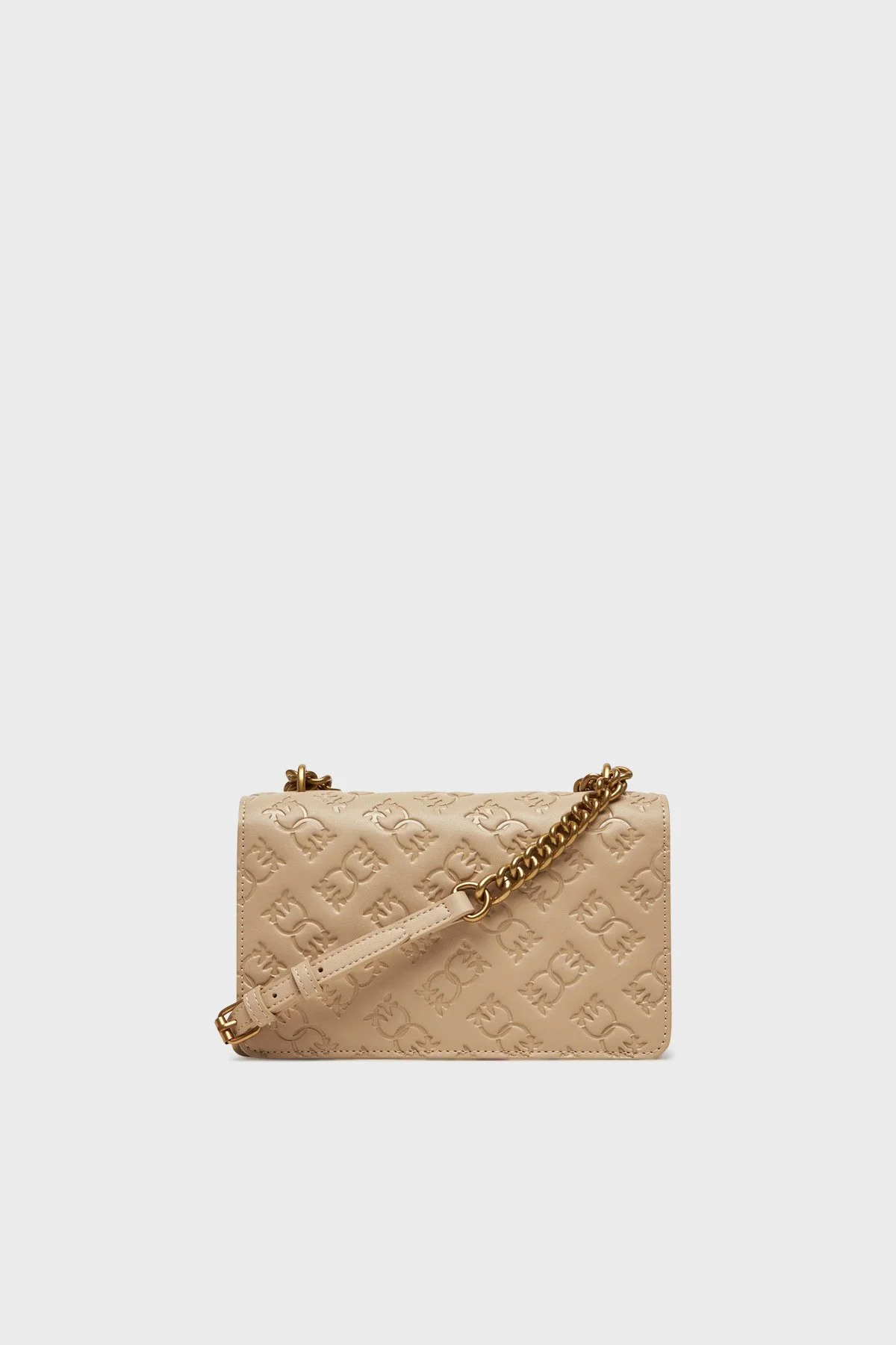 Pinko Kabartmalı Logo Baskılı Ayarlanabilir Askılı Kadın Çanta 100074 A1YB C50Q BEJ - 2