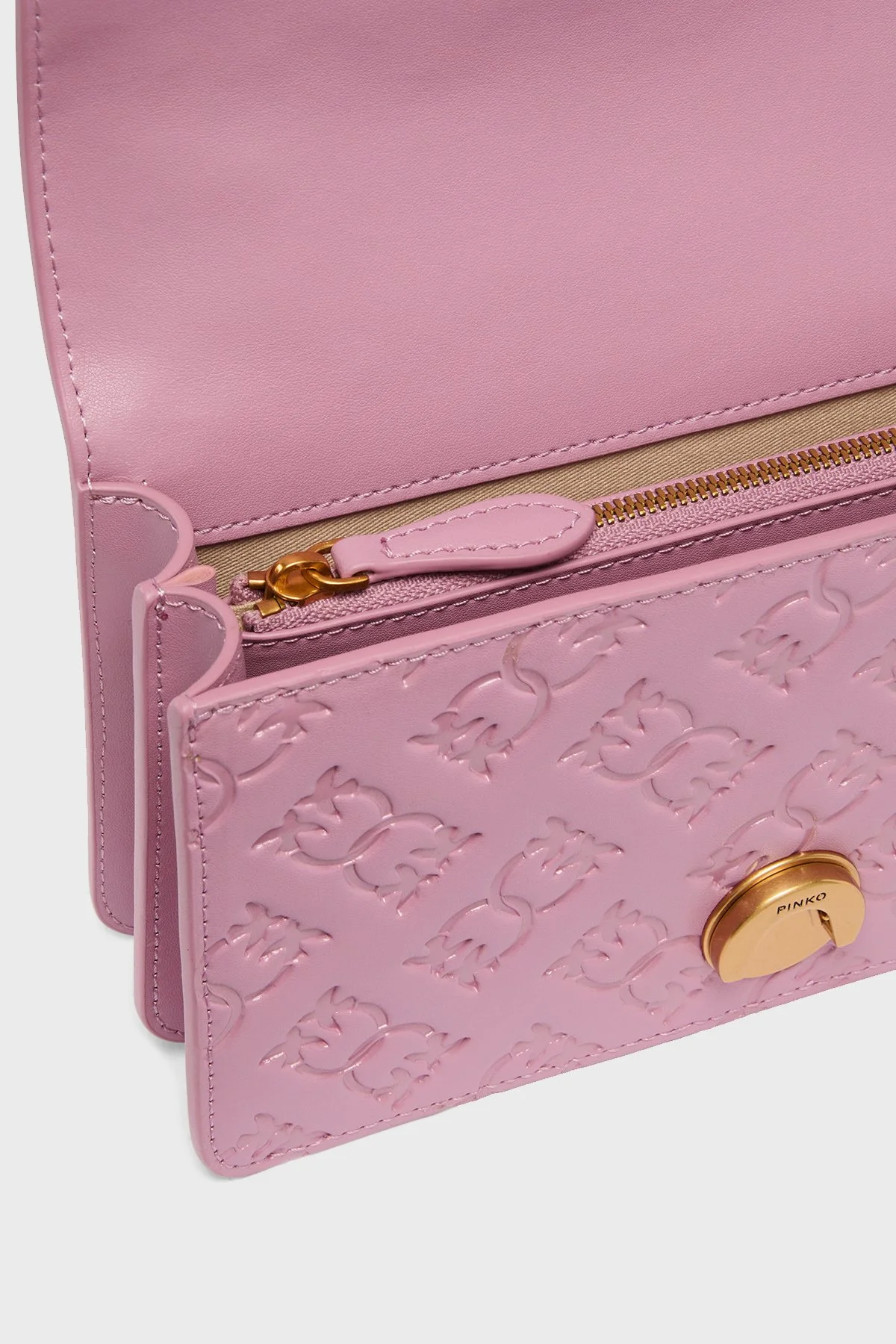 Pinko Kabartmalı Logo Baskılı Ayarlanabilir Askılı Kadın Çanta 100074 A1YB N46Q LİLA - 5
