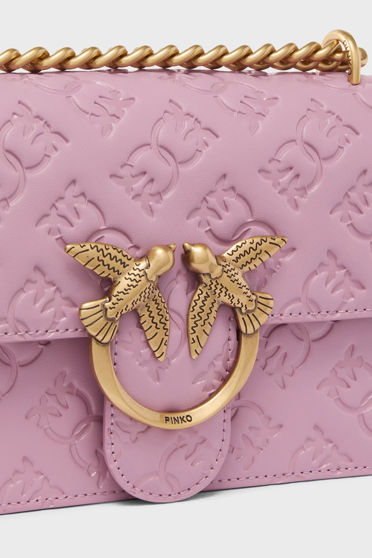 Pinko Kabartmalı Logo Baskılı Ayarlanabilir Askılı Kadın Çanta 100074 A1YB N46Q LİLA - 6