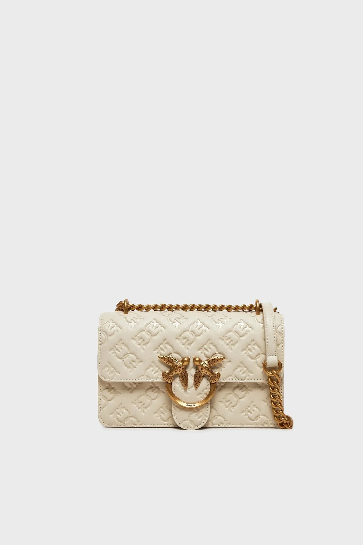 Pinko Kabartmalı Logo Baskılı Ayarlanabilir Askılı Bayan Çanta 100074 A1YB Z14Q EKRU - 6