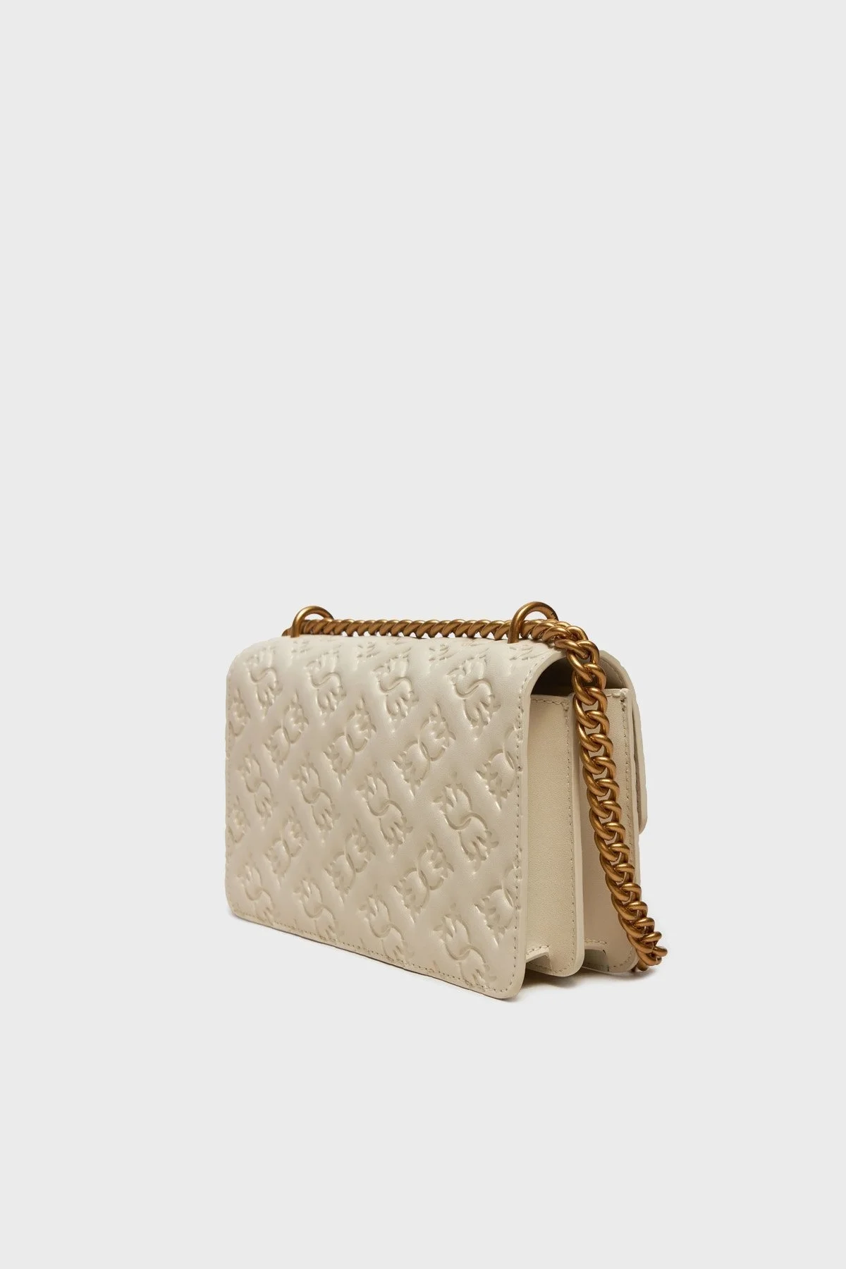 Pinko Kabartmalı Logo Baskılı Ayarlanabilir Askılı Bayan Çanta 100074 A1YB Z14Q EKRU - 8