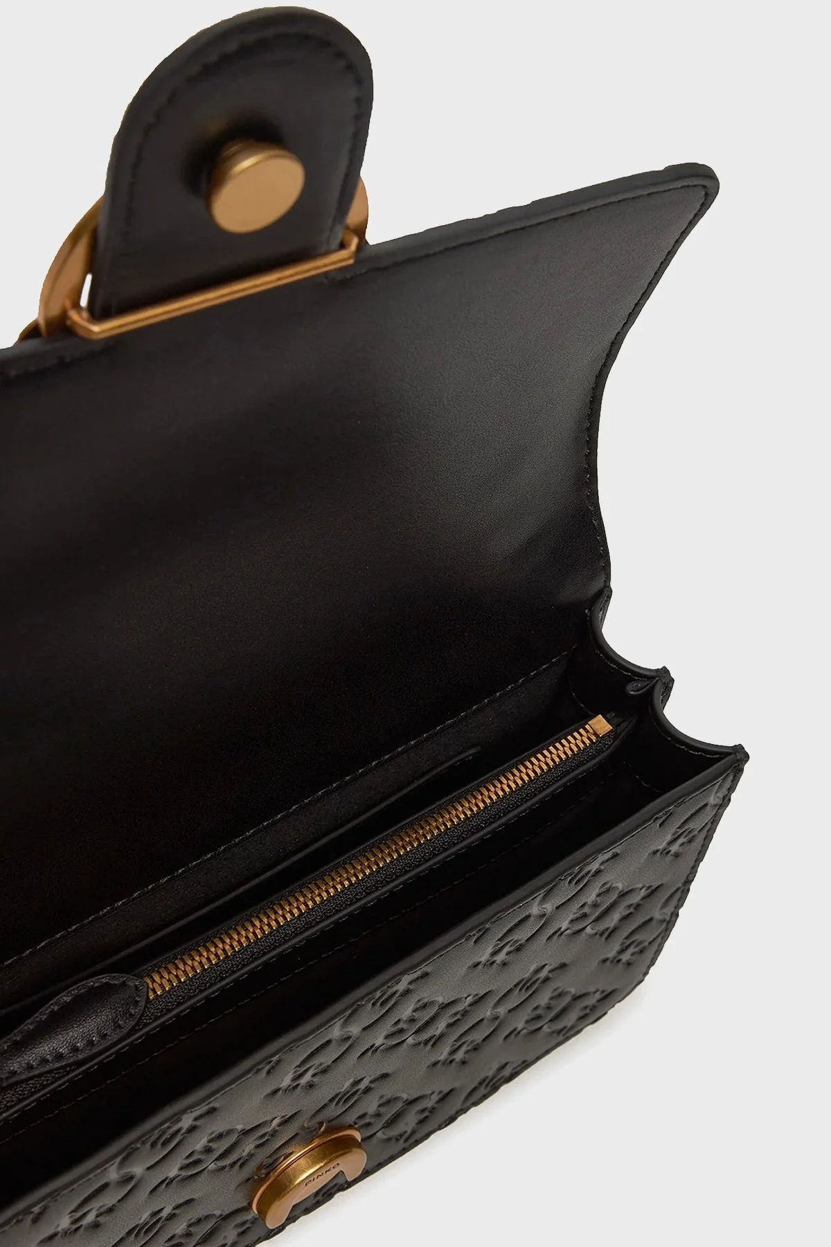 Pinko Kabartmalı Logo Baskılı Ayarlanabilir Askılı Bayan Çanta 100074 A1YB Z99Q SİYAH - 9