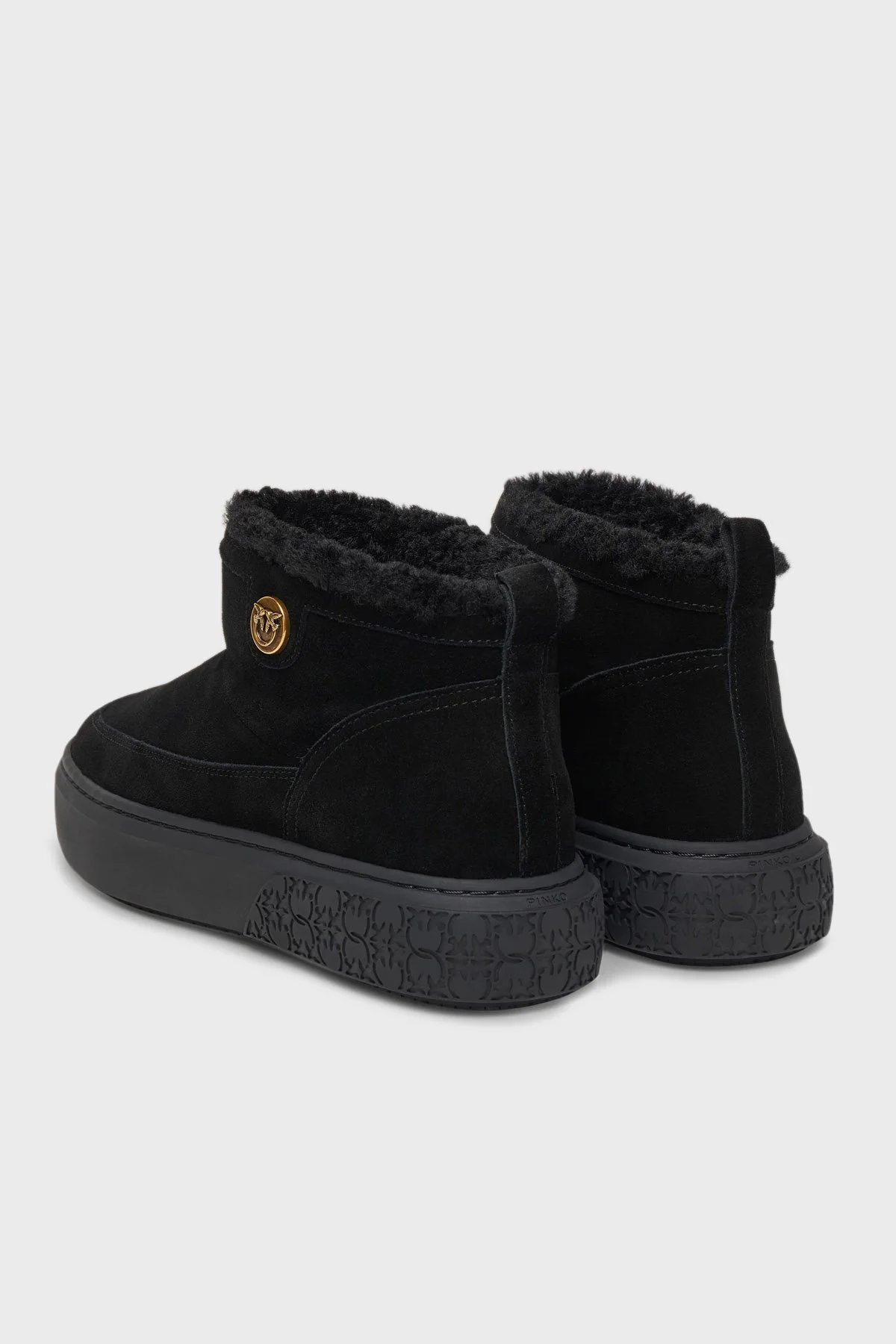 Pinko Kalın Tabanlı İçi Yumuşak Tüylü Süet Bayan Bot SS0105 P055 Z99 SİYAH - 3