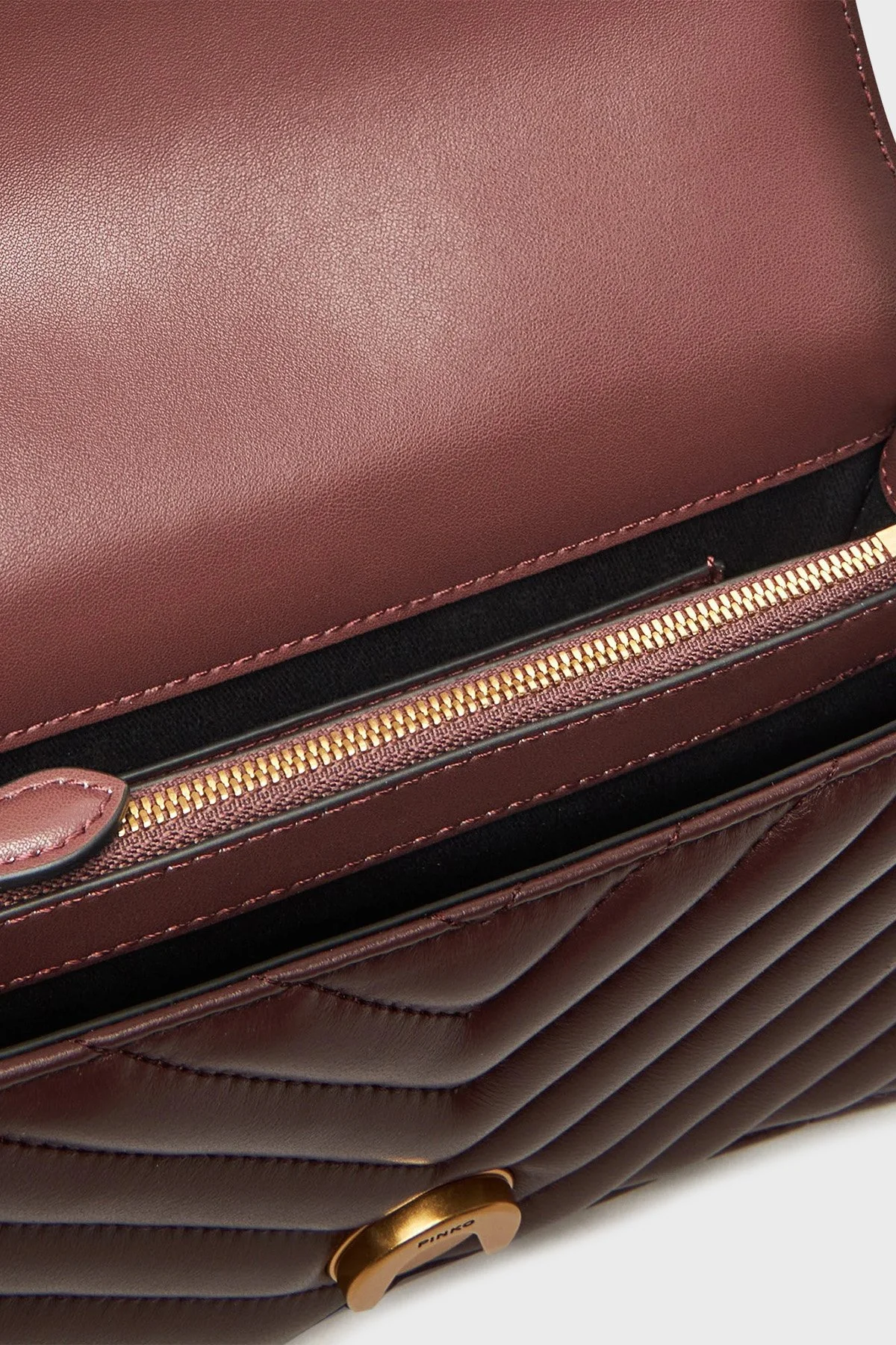 Pinko Kapitoneli Hakiki Deri Ayarlanabilir Zincir Askılı Bayan Çanta 100074 A0GK L86Q BORDO - 6