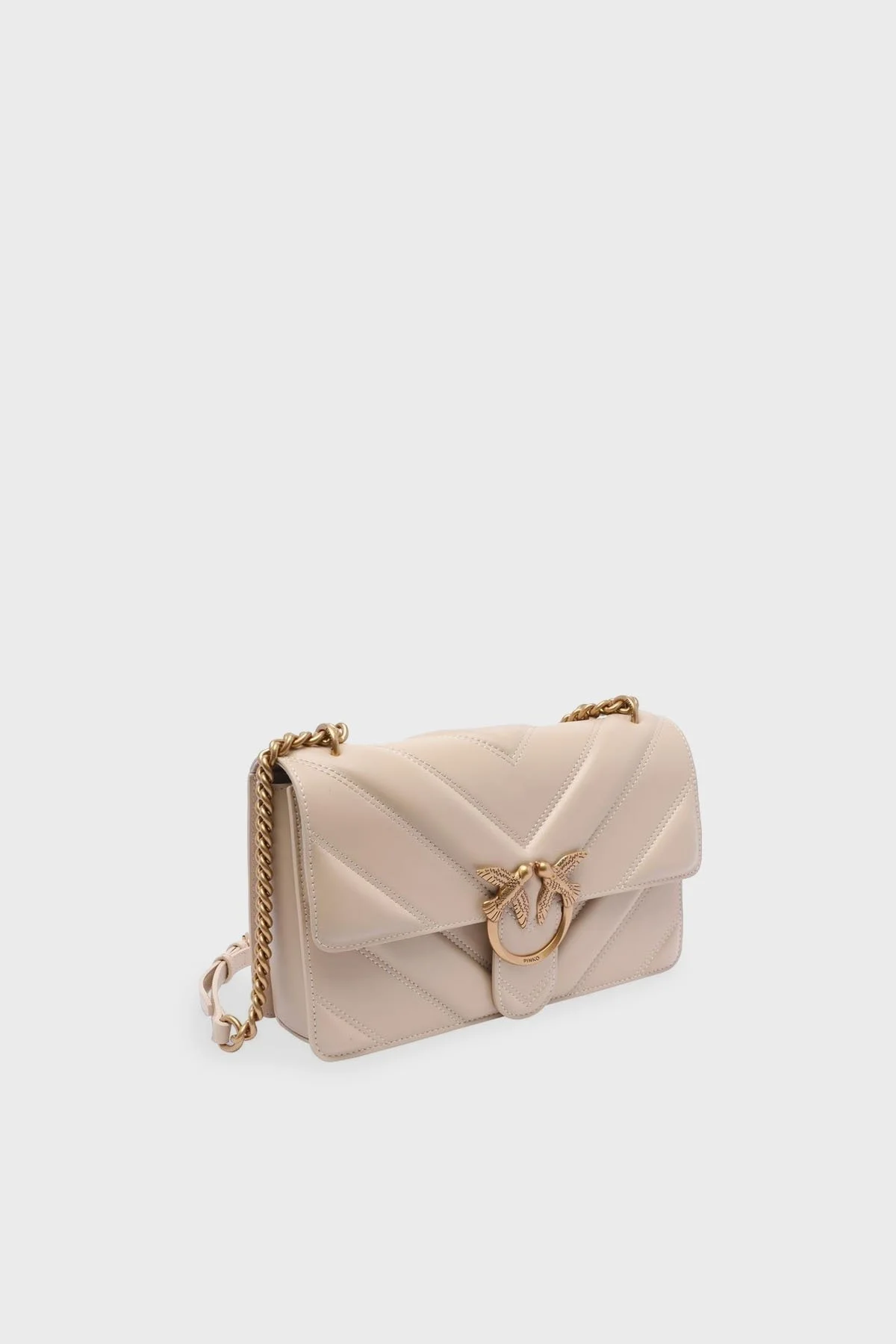 Pinko Kapitoneli Hakiki Deri Ayarlanabilir Zincir Askılı Bayan Çanta 104549 A26Z C50Q BEJ - 7