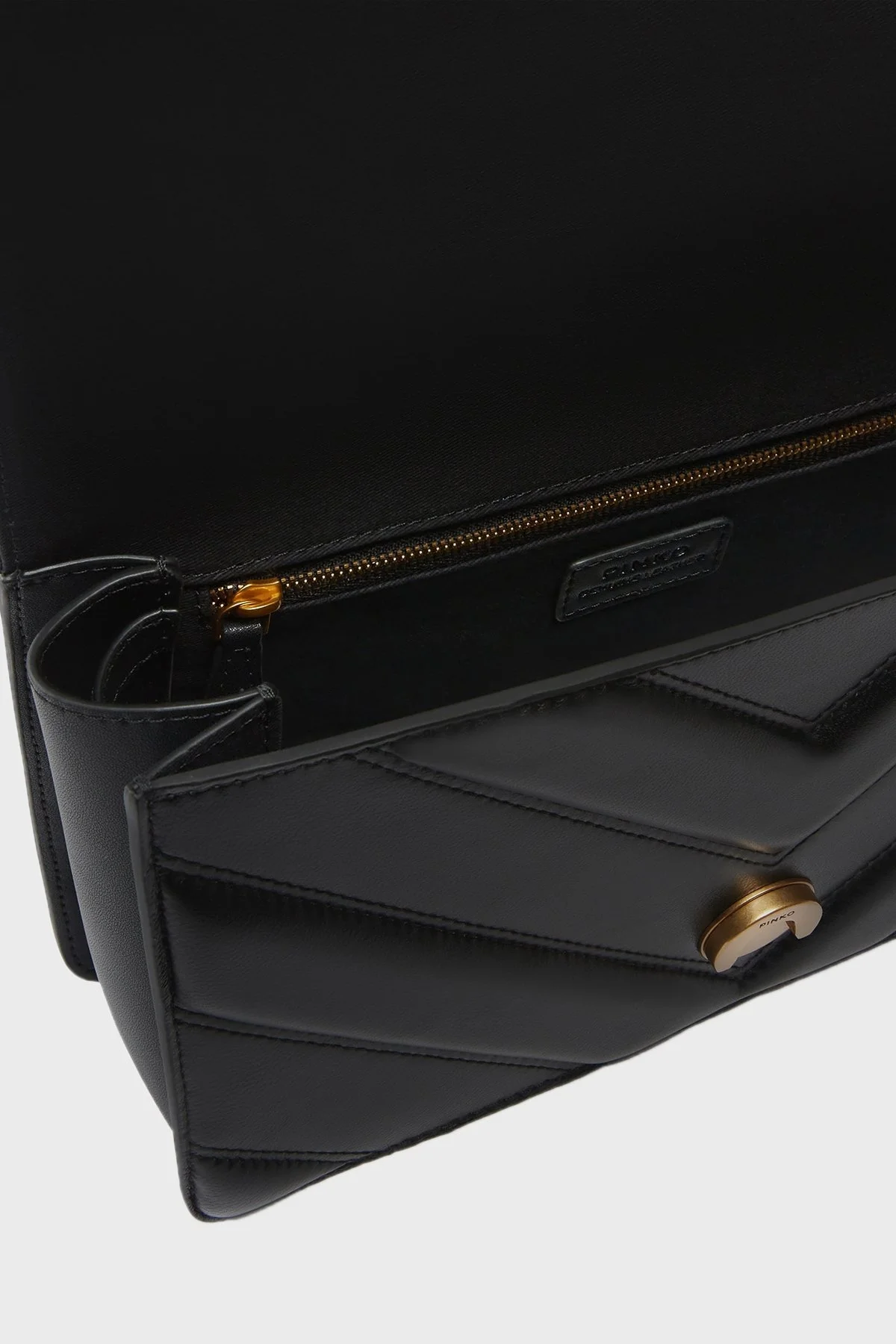 Pinko Kapitoneli Hakiki Deri Ayarlanabilir Zincir Askılı Bayan Çanta 104549 A26Z Z99Q SİYAH - 8