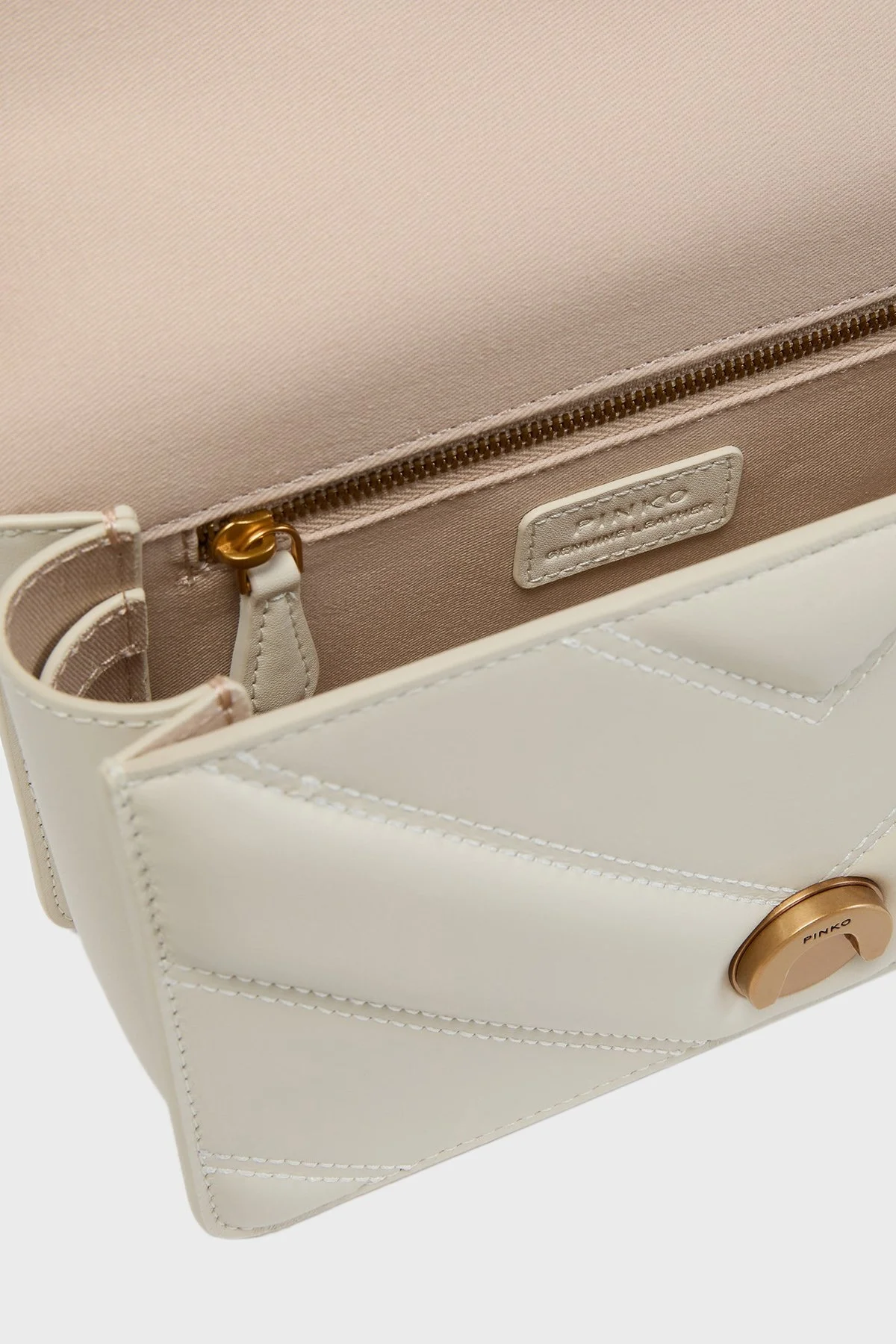 Pinko Kapitoneli Hakiki Deri Ayarlanabilir Zincir Askılı Bayan Çanta 104550 A26Z Z14Q BEYAZ - 8