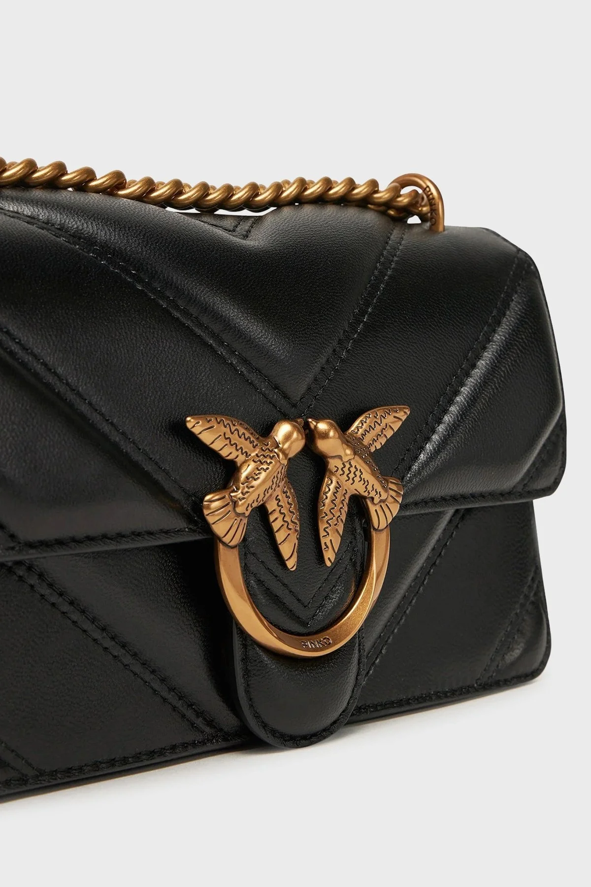 Pinko Kapitoneli Hakiki Deri Ayarlanabilir Zincir Askılı Bayan Çanta 104550 A26Z Z99Q SİYAH - 7