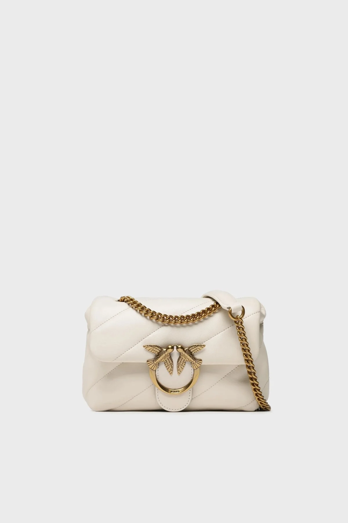 Pinko Kapitoneli Hakiki Deri Zincir Askılı Bayan Çanta 100039 A0F2 Z14Q BEYAZ - 6