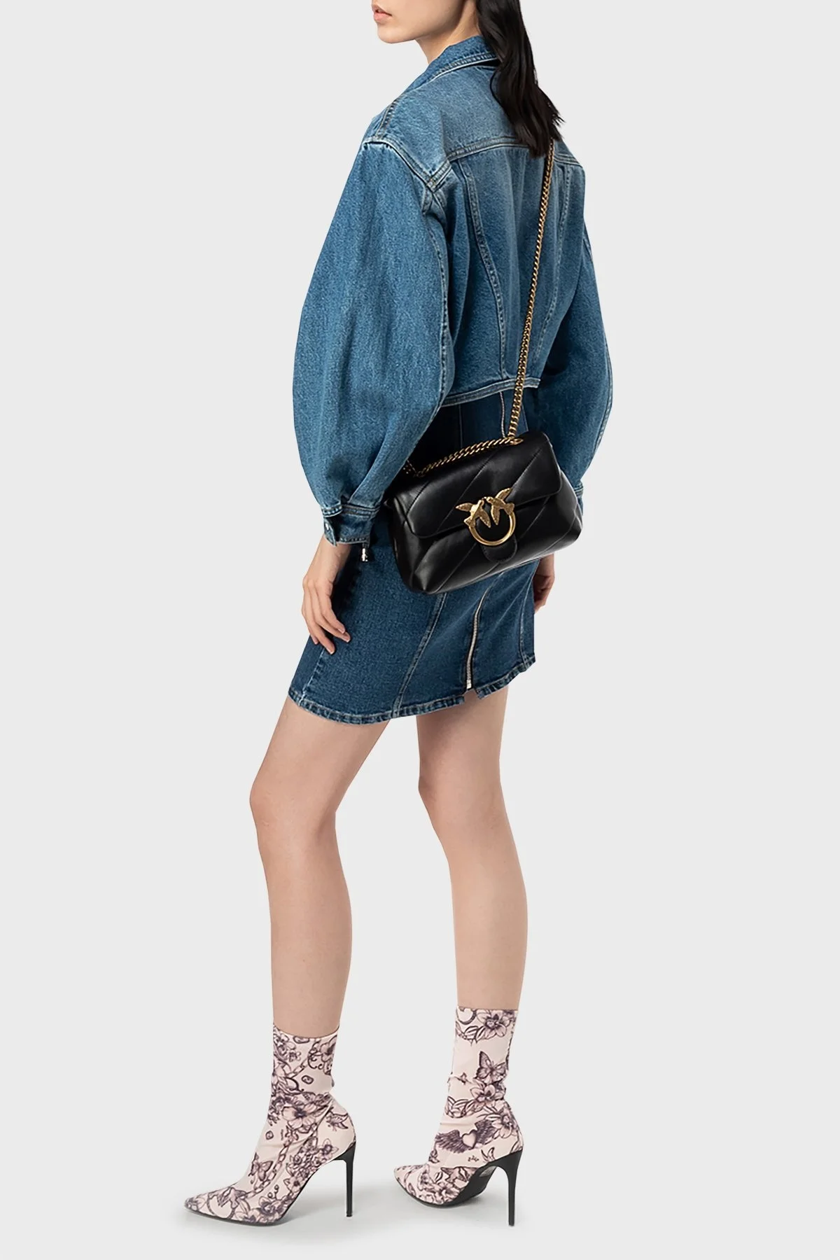 Pinko Kapitoneli Hakiki Deri Zincir Askılı Bayan Çanta 100039 A0F2 Z99Q SİYAH - 9