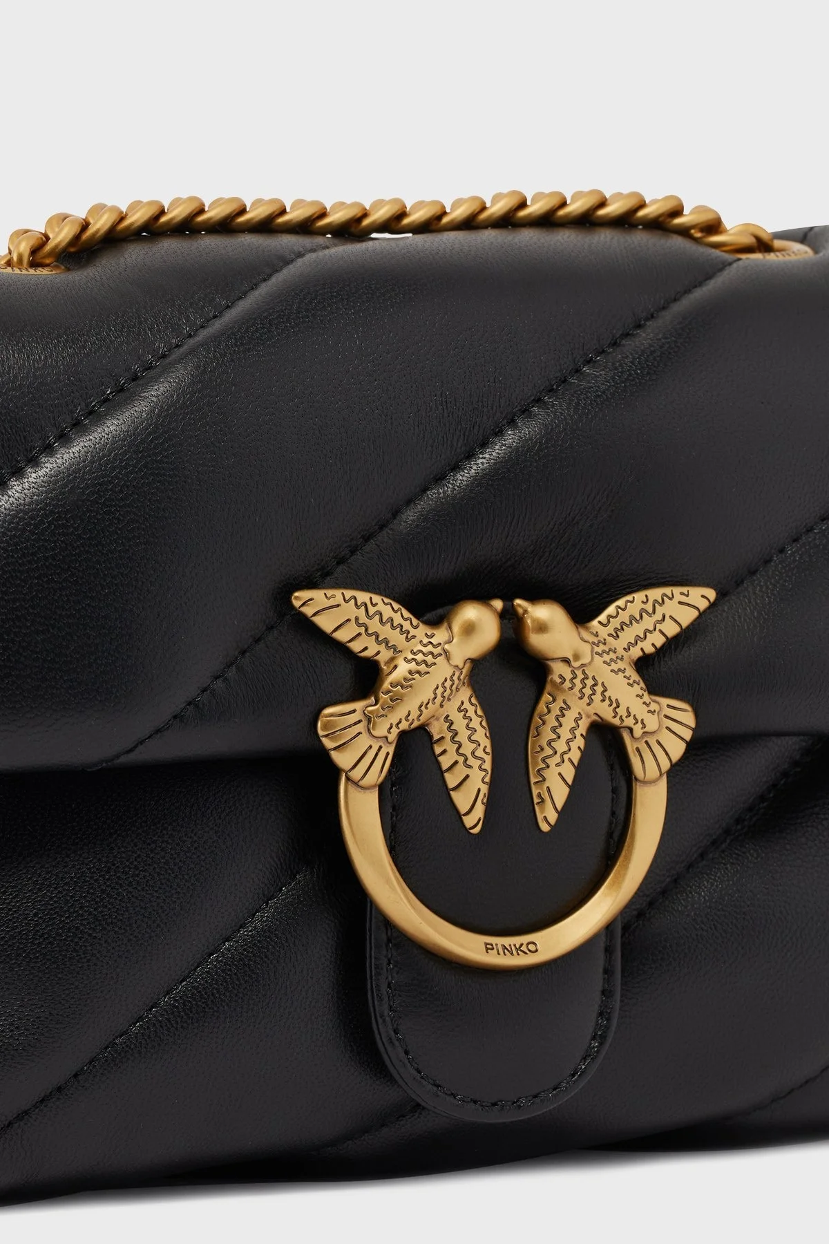 Pinko Kapitoneli Hakiki Deri Zincir Askılı Bayan Çanta 100039 A0F2 Z99Q SİYAH - 11