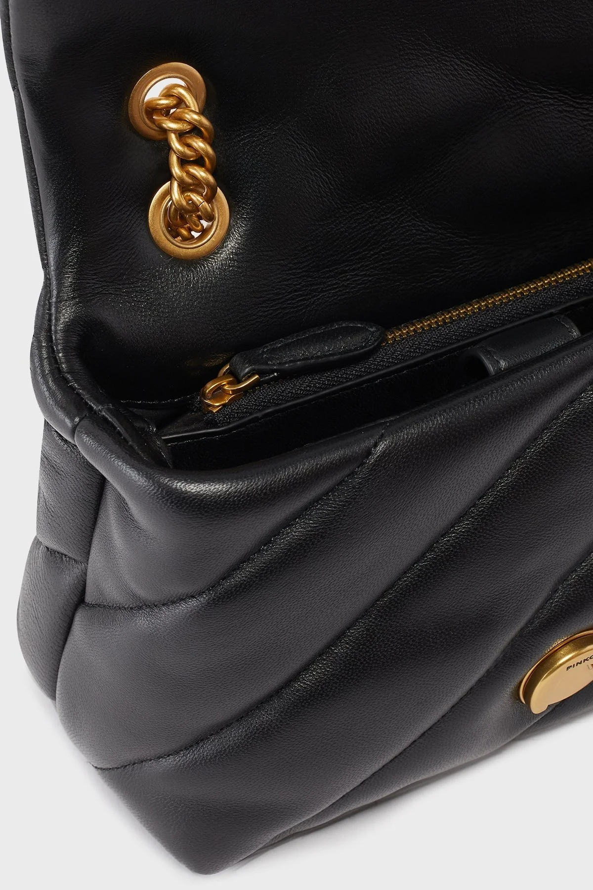 Pinko Kapitoneli Hakiki Deri Zincir Askılı Bayan Çanta 100039 A0F2 Z99Q SİYAH - 12