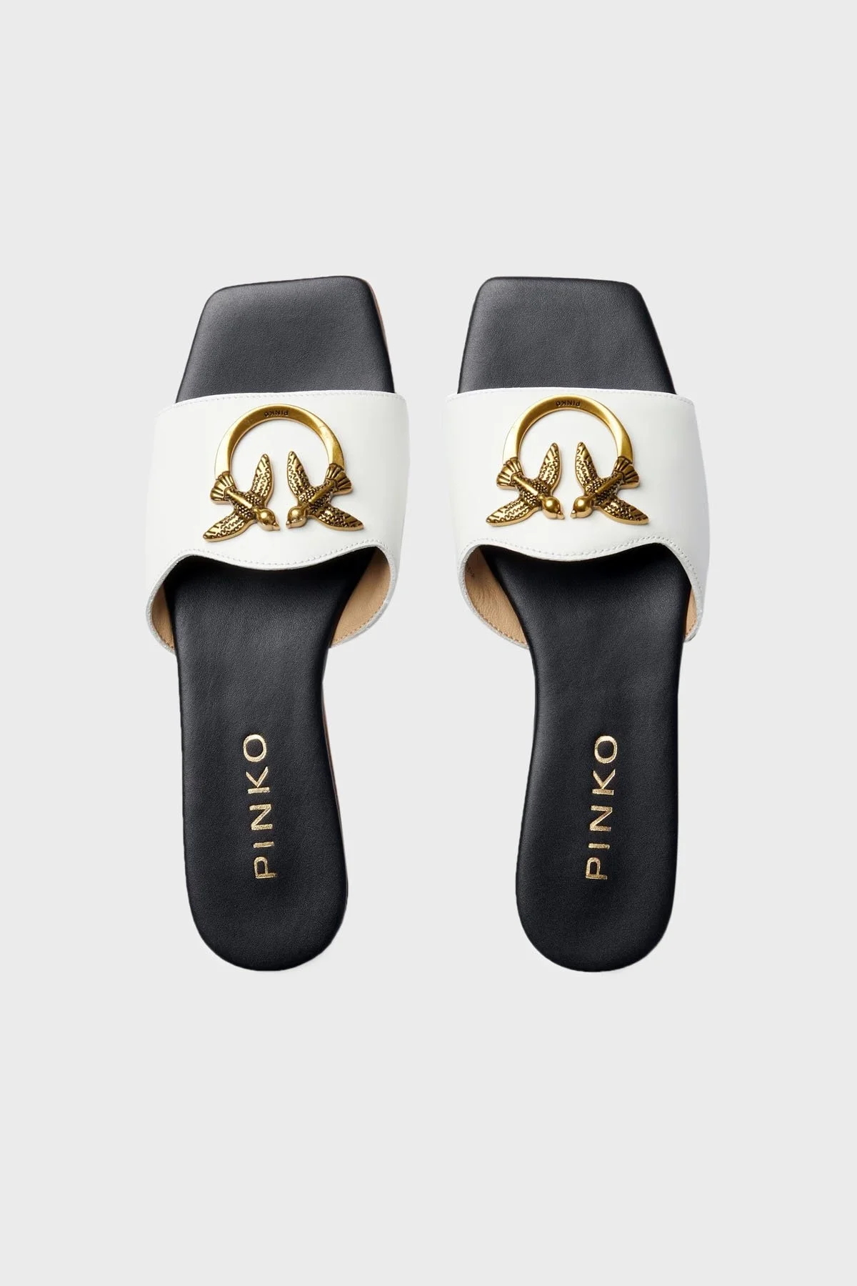 Pinko Kare Burunlu Düz Deri Bayan Terlik SD0063 P001 Z12 BEYAZ - 3