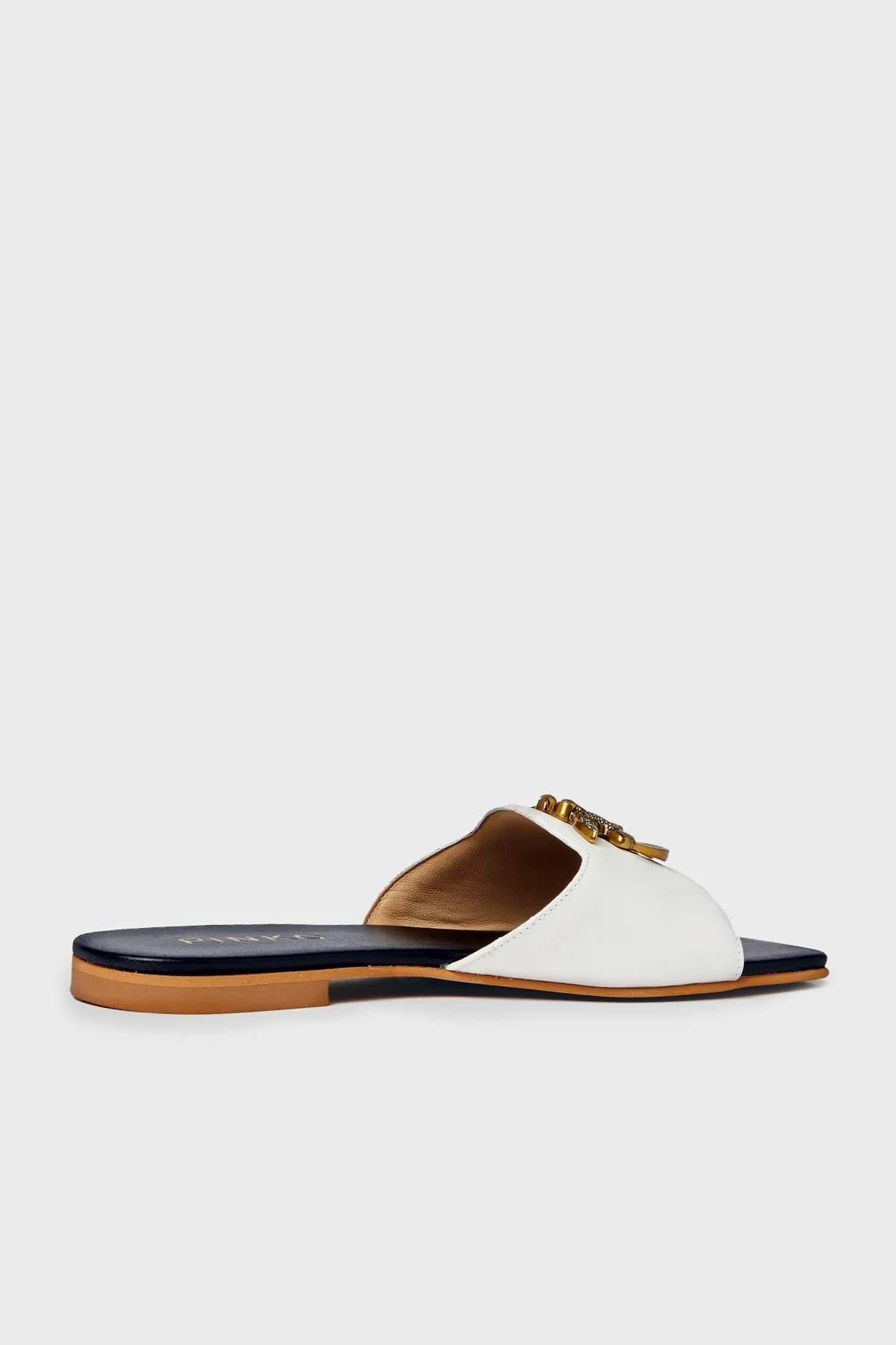 Pinko Kare Burunlu Düz Deri Bayan Terlik SD0063 P001 Z12 BEYAZ - 4