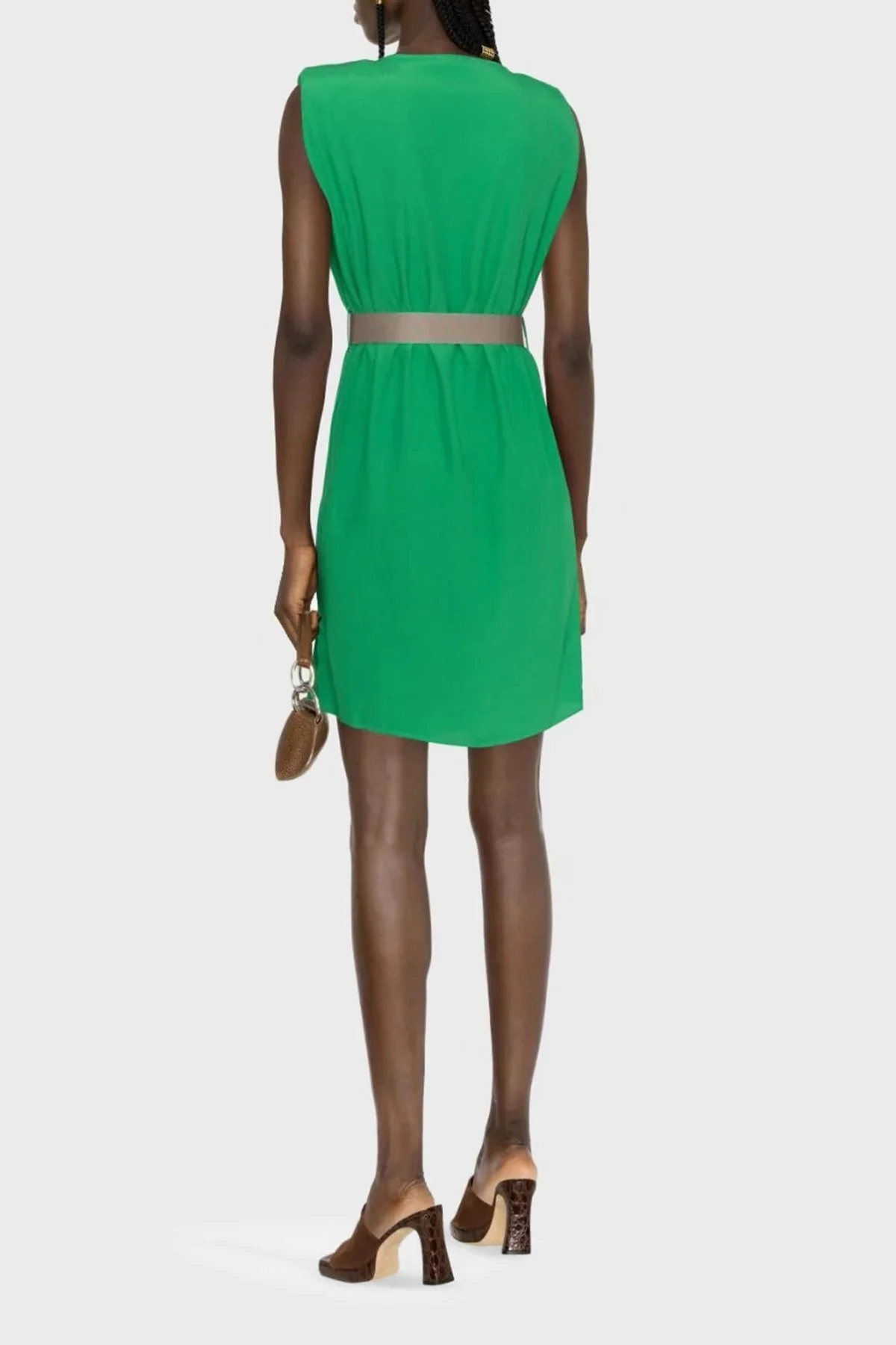 Pinko Kemerli Kolsuz Regular Fit Mini Bayan Elbise 101138 A0US X08 YEŞİL - 3