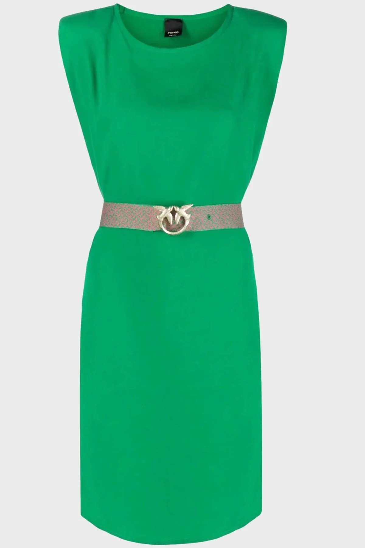 Pinko Kemerli Kolsuz Regular Fit Mini Bayan Elbise 101138 A0US X08 YEŞİL - 4