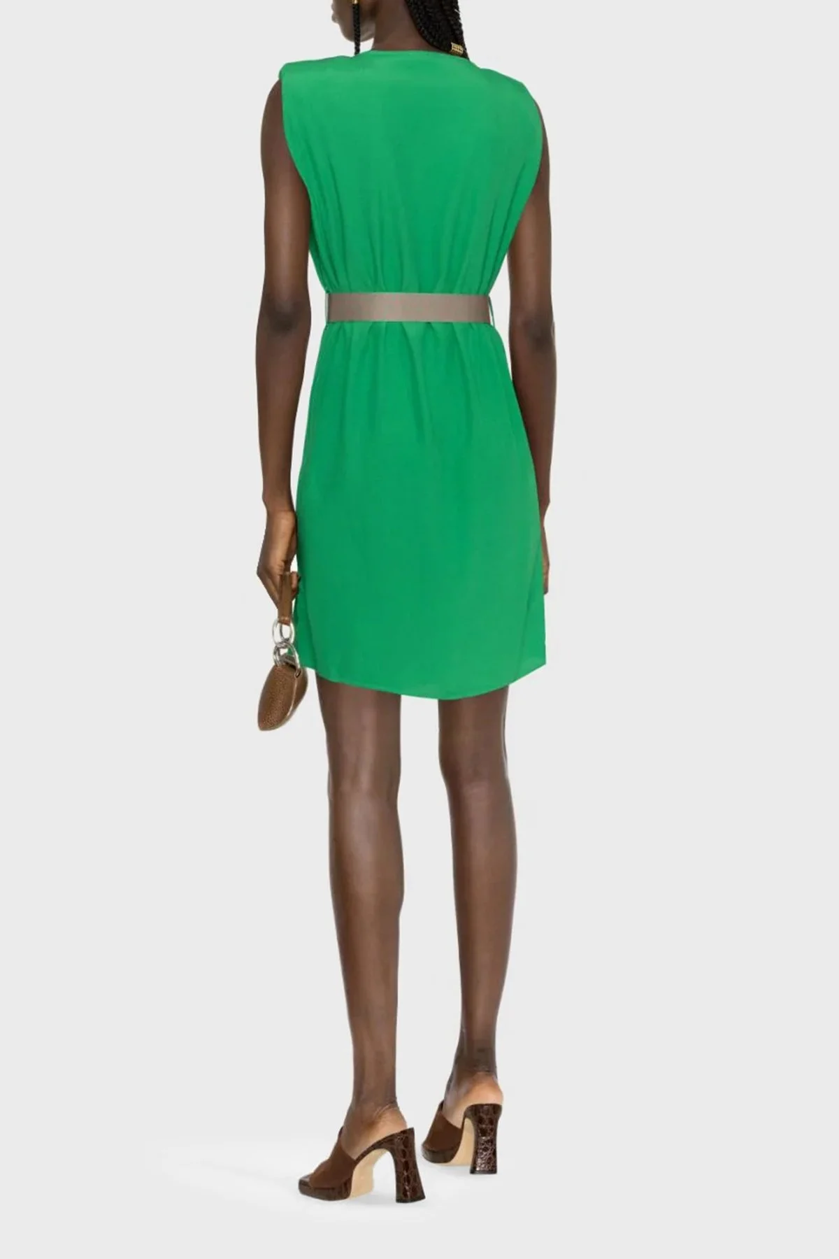 Pinko Kemerli Kolsuz Regular Fit Mini Kadın Elbise 101138 A0US X08 YEŞİL - 2
