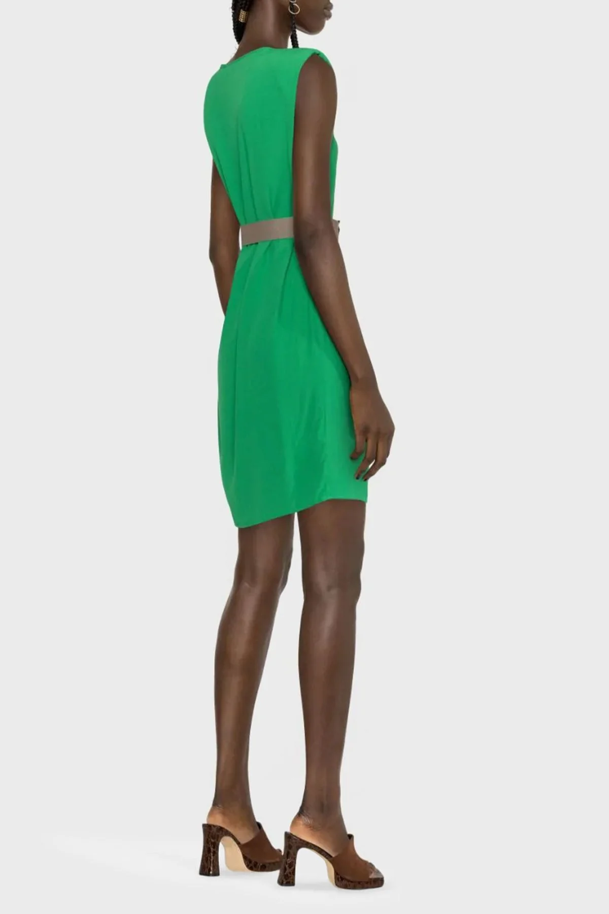 Pinko Kemerli Kolsuz Regular Fit Mini Kadın Elbise 101138 A0US X08 YEŞİL - 3