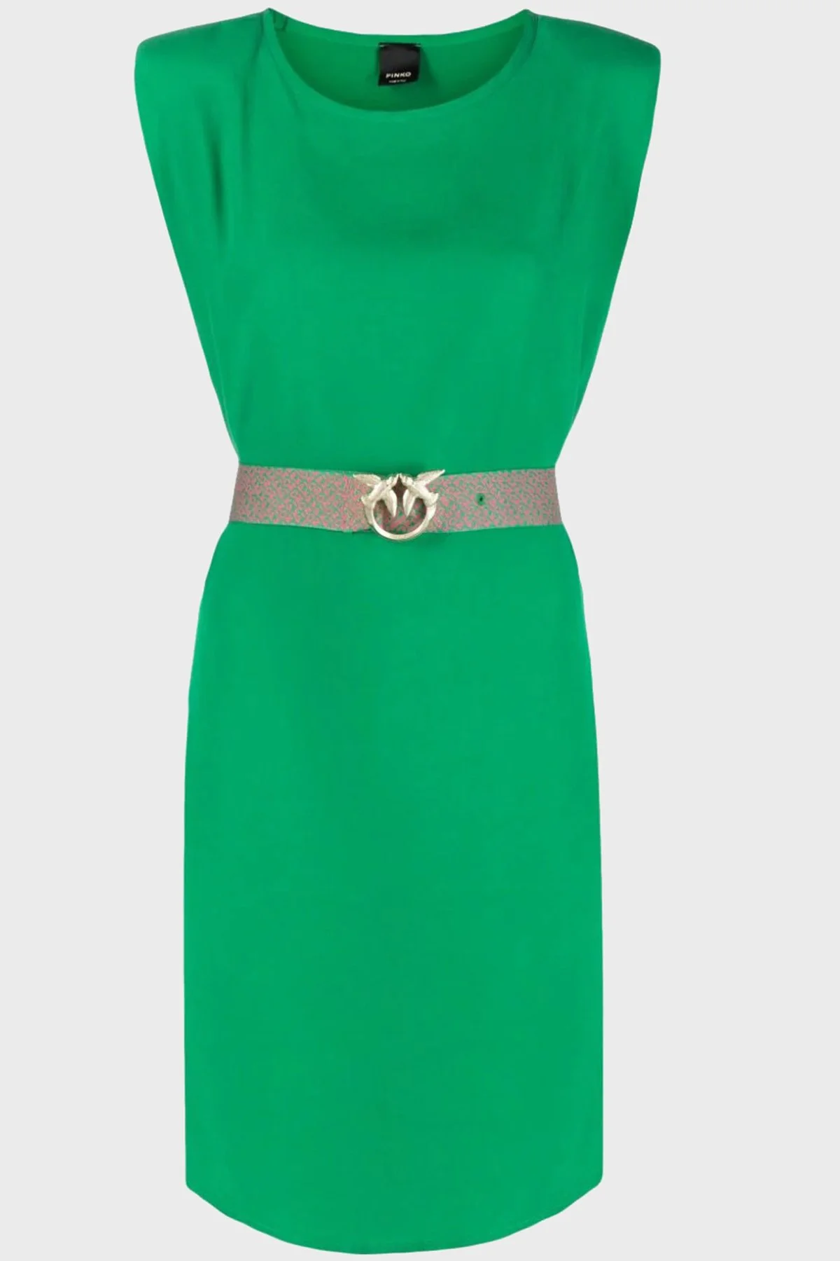 Pinko Kemerli Kolsuz Regular Fit Mini Kadın Elbise 101138 A0US X08 YEŞİL - 4