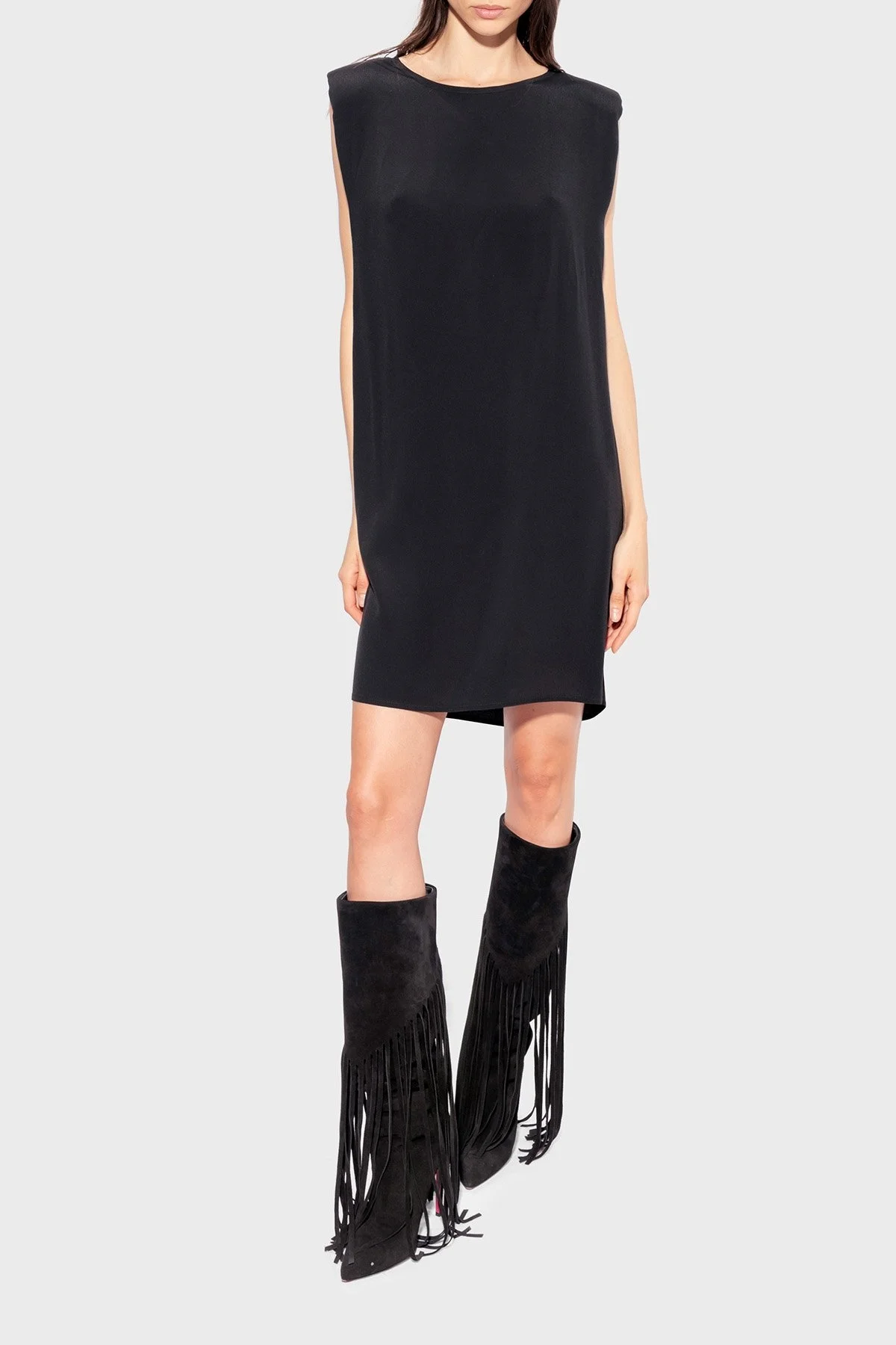 Pinko Kemerli Kolsuz Regular Fit Mini Bayan Elbise 101138 A0US Z99 SİYAH - 1