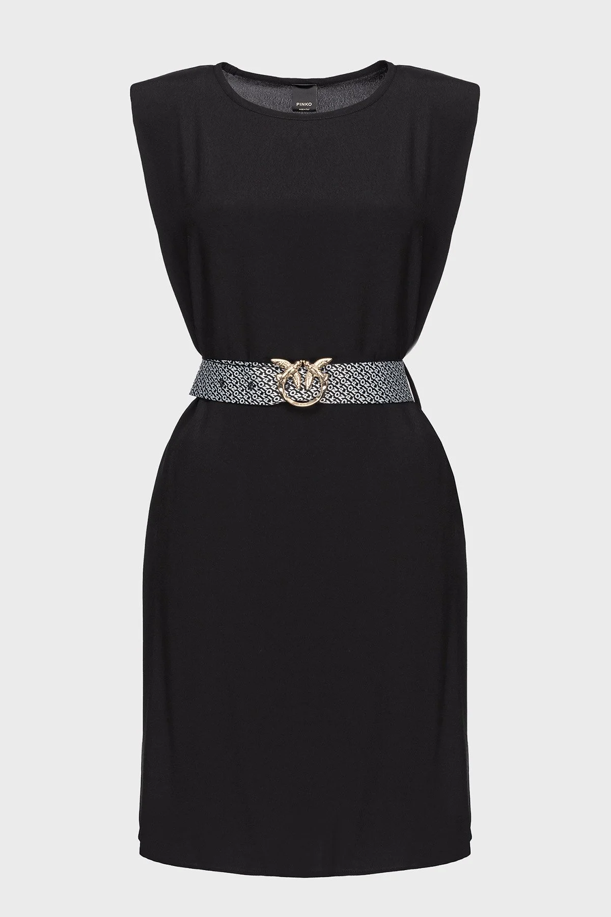 Pinko Kemerli Kolsuz Regular Fit Mini Kadın Elbise 101138 A0US Z99 SİYAH - 5