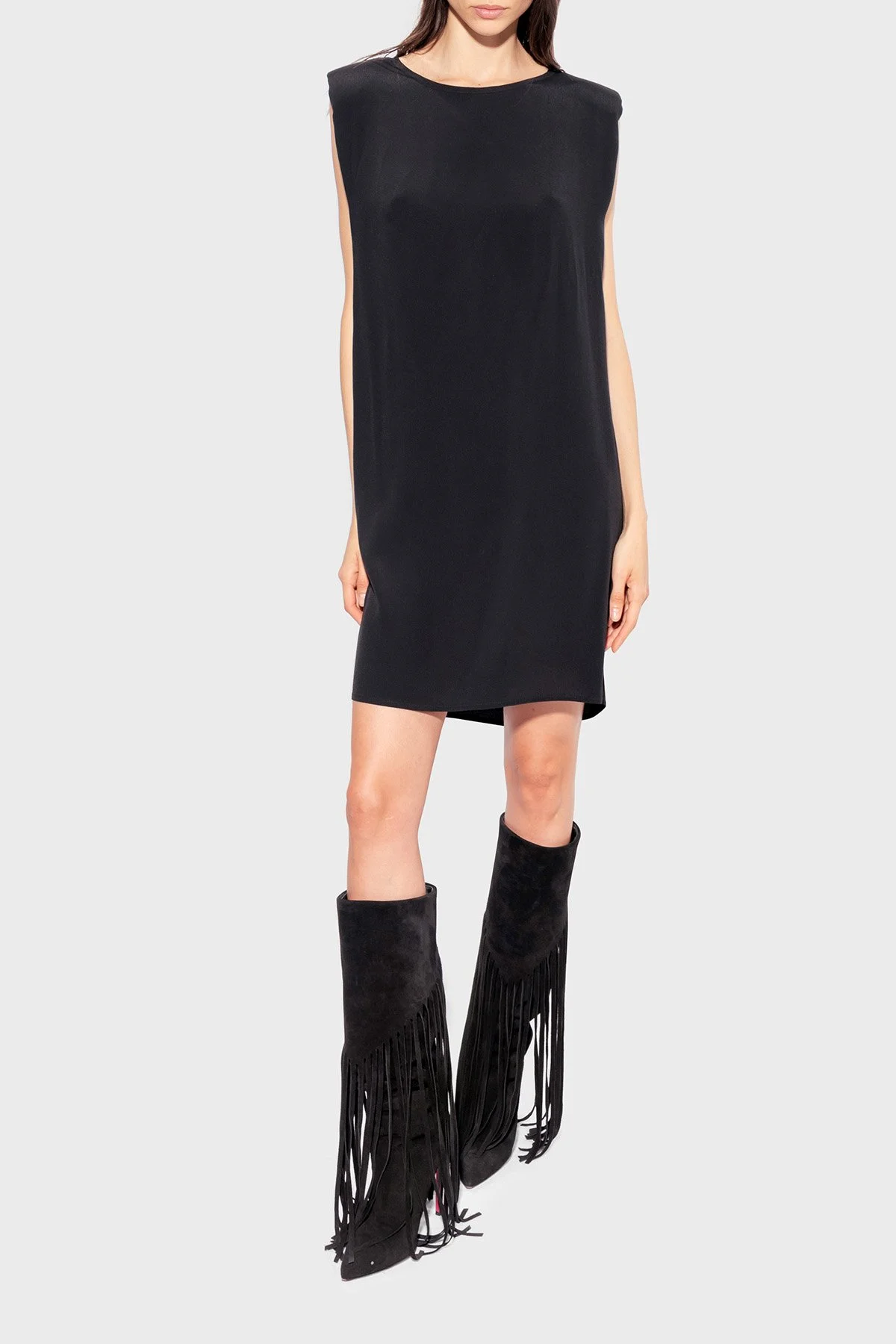 Pinko Kemerli Kolsuz Regular Fit Mini Kadın Elbise 101138 A0US Z99 SİYAH - 1