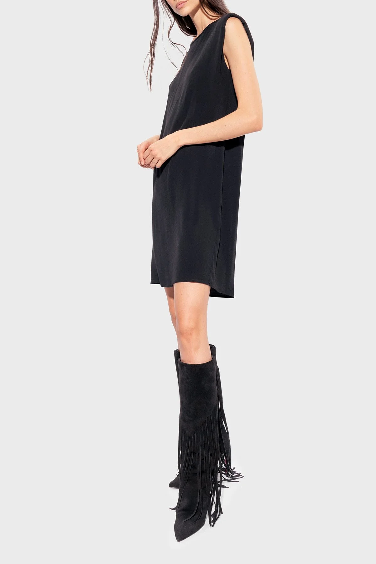 Pinko Kemerli Kolsuz Regular Fit Mini Kadın Elbise 101138 A0US Z99 SİYAH - 3