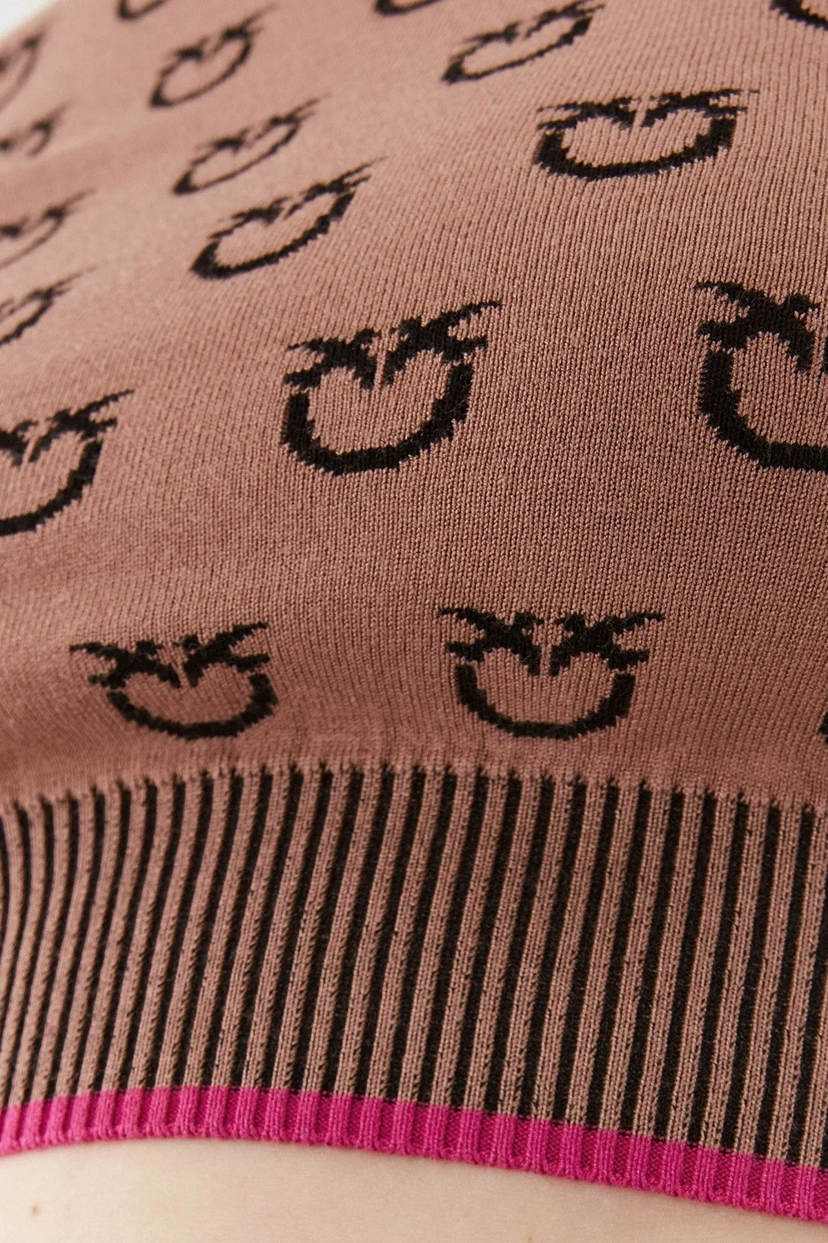 Pinko Logo Desen Baskılı Uzun Kollu Regular Fit Crop Bayan Sweat 101561 A112 CZ3 KAHVE - 5