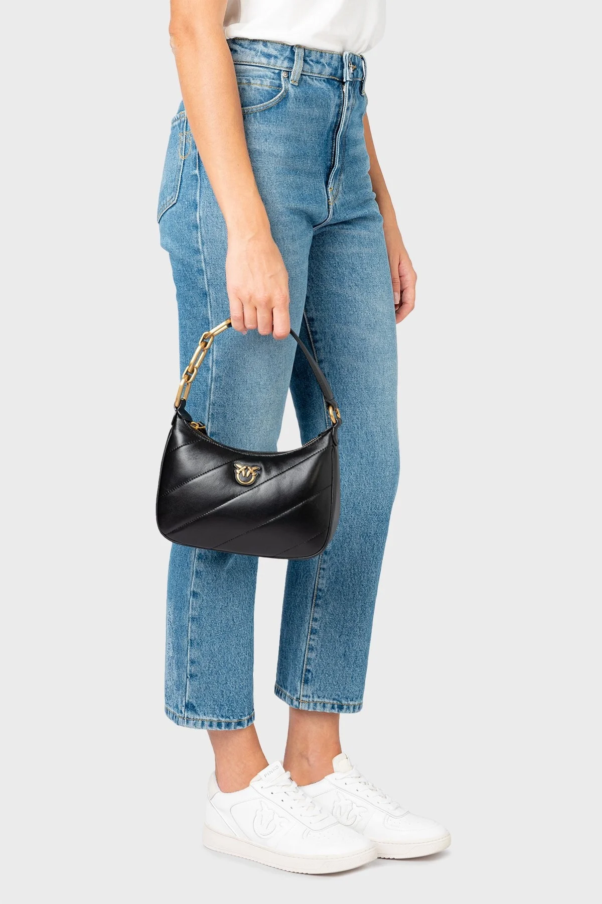 Pinko Logolu % 100 Deri Kapitone Bayan Çanta 1P22YQ A0AF Z99Q SİYAH - 3