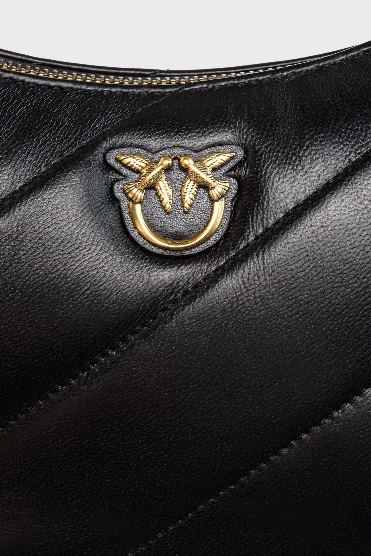 Pinko Logolu % 100 Deri Kapitone Bayan Çanta 1P22YQ A0AF Z99Q SİYAH - 5