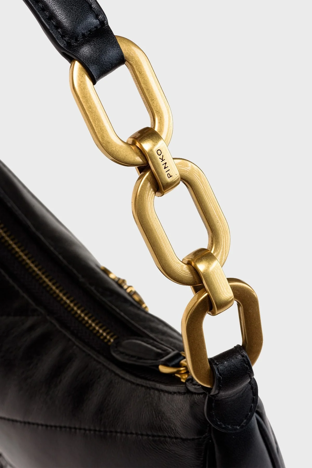 Pinko Logolu % 100 Deri Kapitone Bayan Çanta 1P22YQ A0AF Z99Q SİYAH - 6