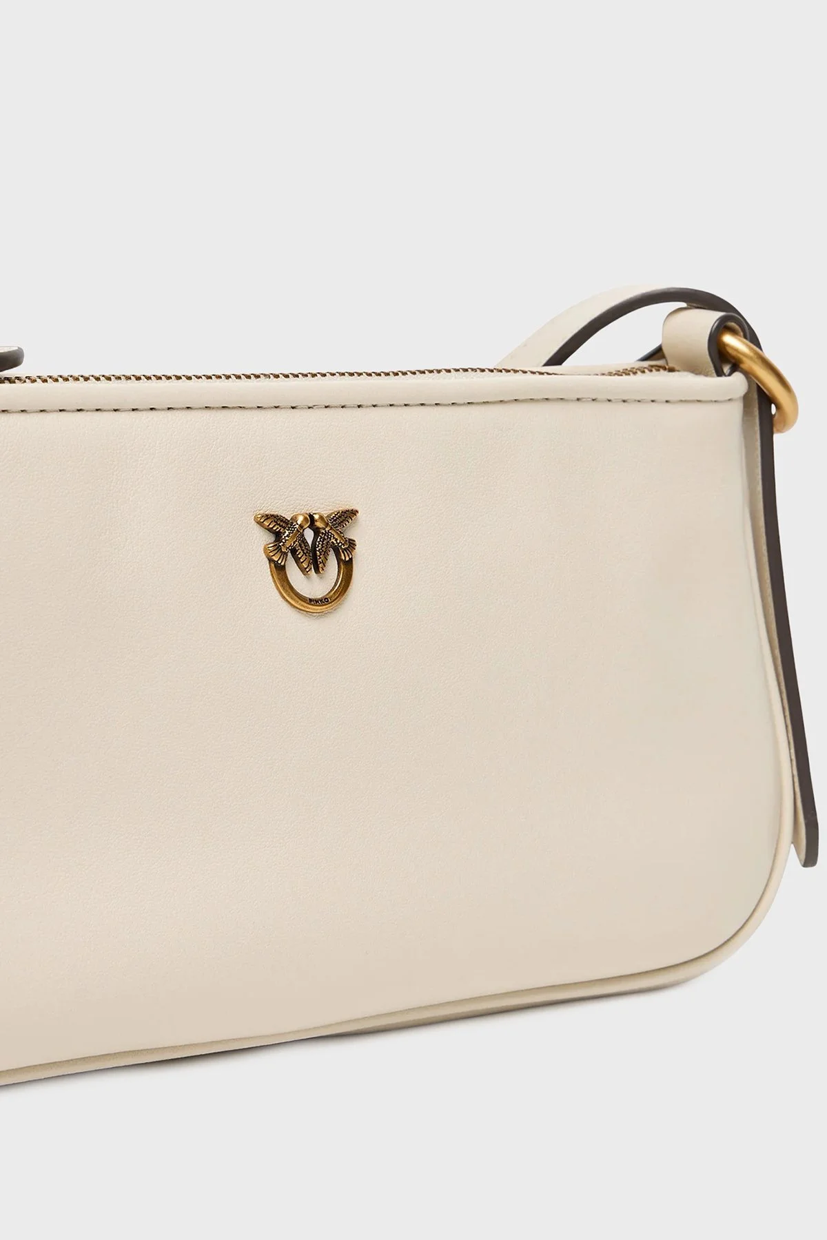 Pinko Logolu Ayarlanabilir Askılı Mini Kadın Çanta 105069 A0QO Z14Q KREM - 4