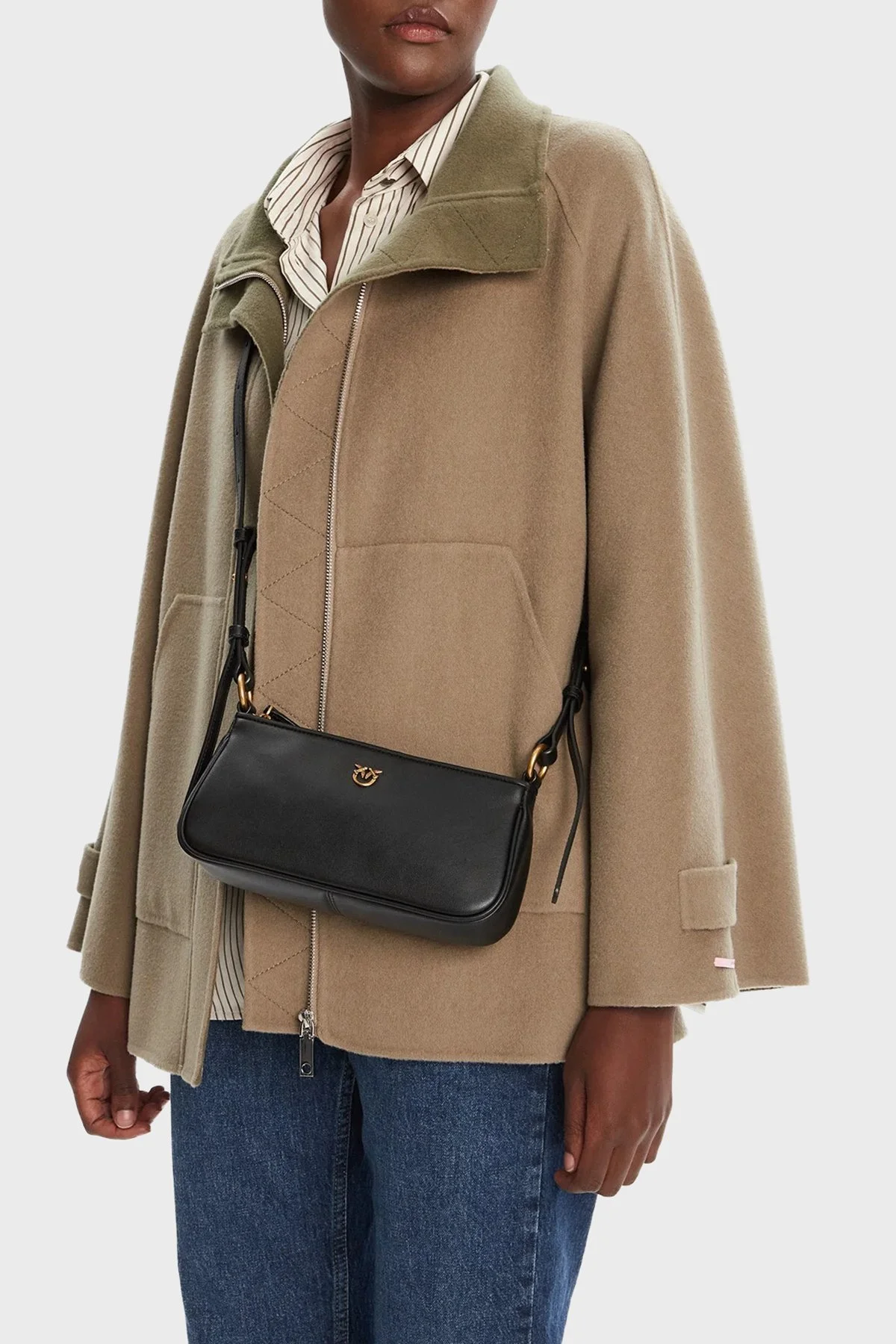 Pinko Logolu Ayarlanabilir Askılı Mini Kadın Çanta 105069 A0QO Z99Q SİYAH - 2