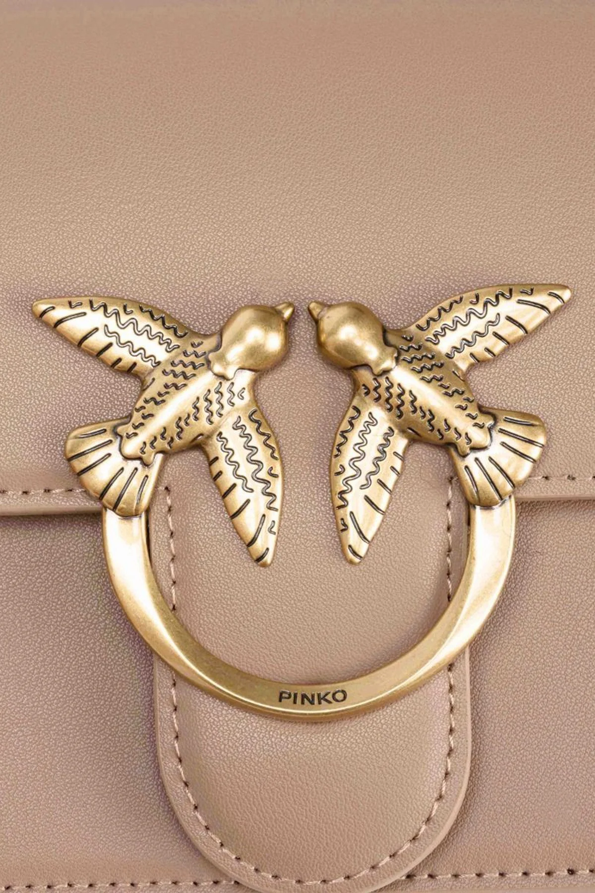 Pinko Logolu Ayarlanabilir Zincir Askılı Bayan Çanta 100074 A0F1 C50Q BEJ - 6