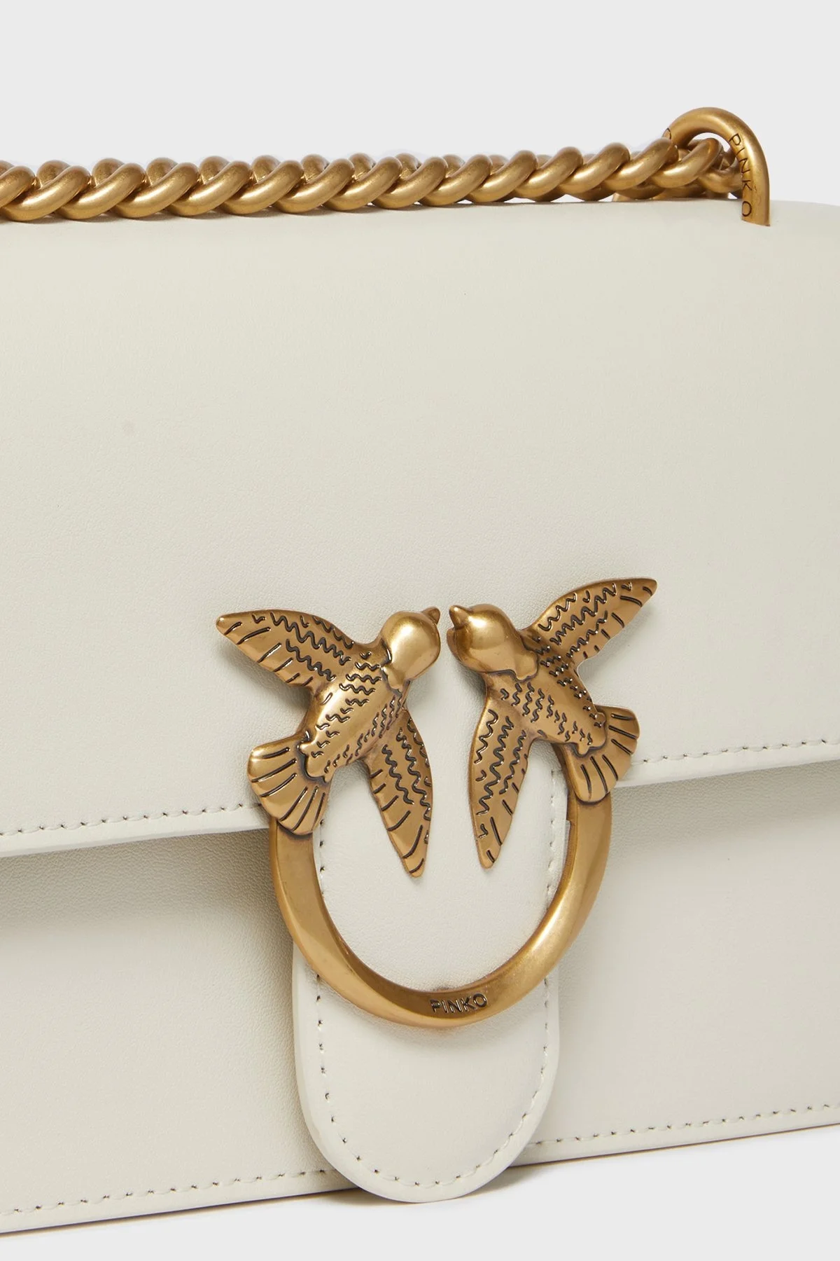 Pinko Logolu Ayarlanabilir Zincir Askılı Bayan Çanta 100074 A0F1 Z14Q EKRU - 8