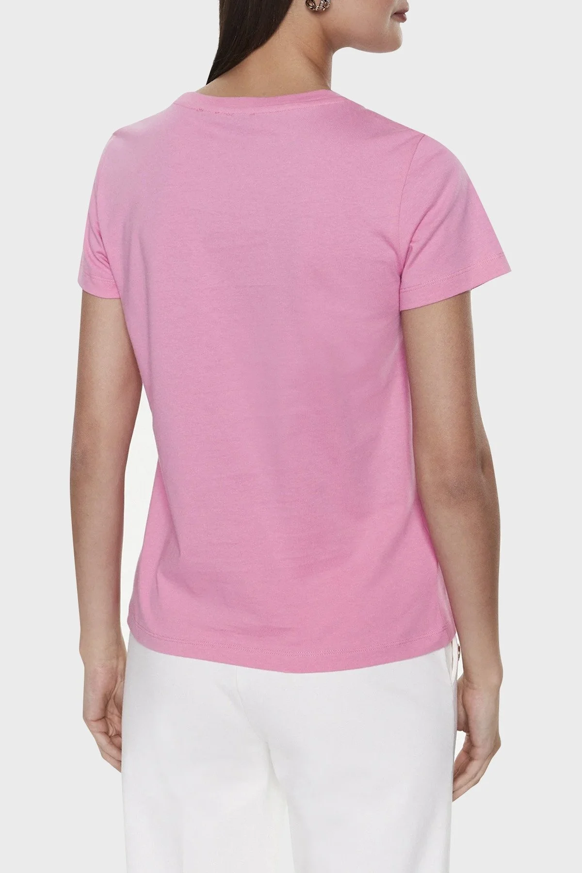 Pinko Logolu Bisiklet Yaka % 100 Pamuk Regular Fit Bayan T Shirt 100355 A0KO N50 PEMBE - 3