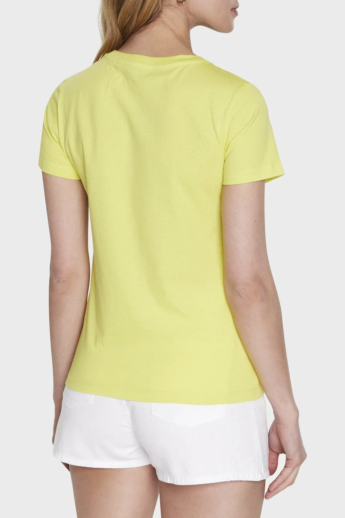 Pinko Logolu Bisiklet Yaka % 100 Pamuk Regular Fit Bayan T Shirt 100355 A0KO T60 FISTIK YEŞİL - 3