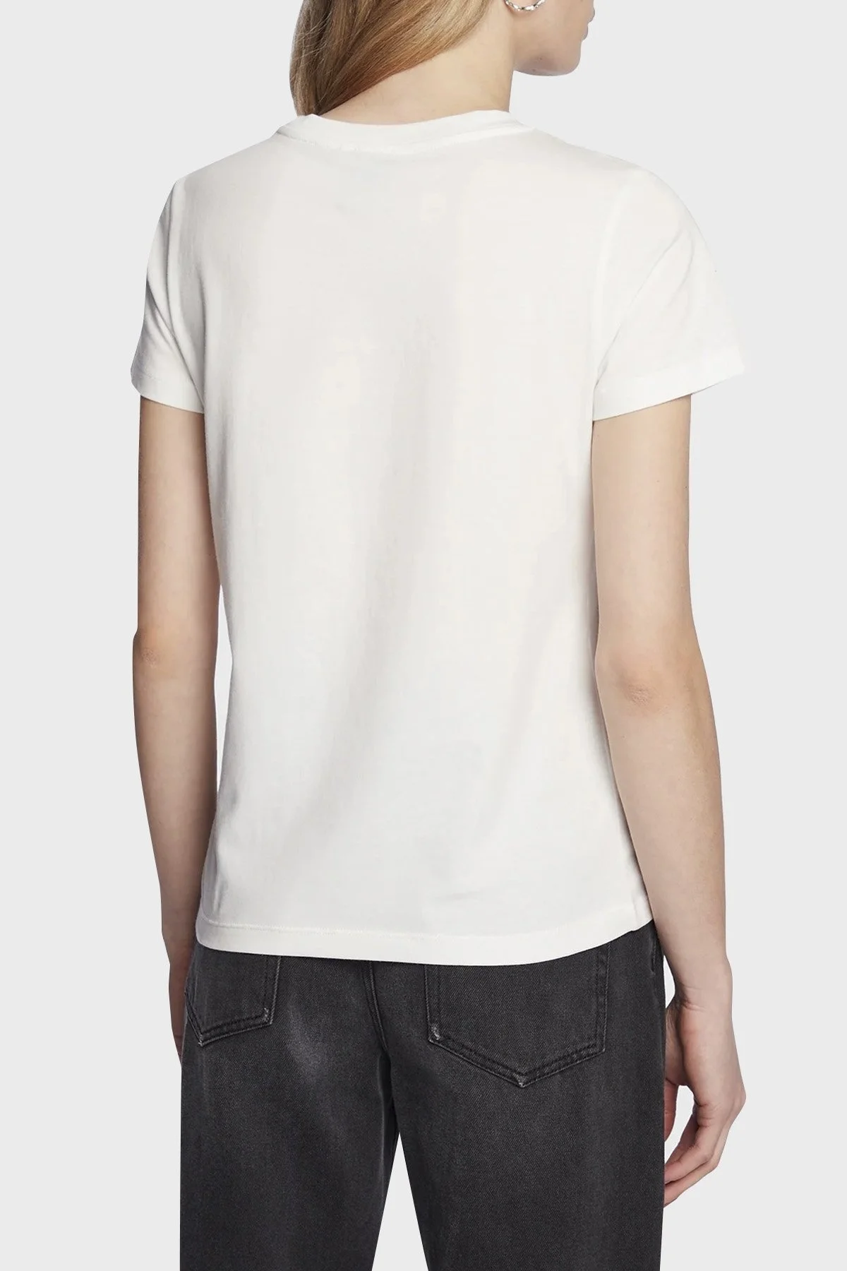 Pinko Logolu Bisiklet Yaka % 100 Pamuk Regular Fit Bayan T Shirt 100355 A0KO Z07 BEYAZ - 3