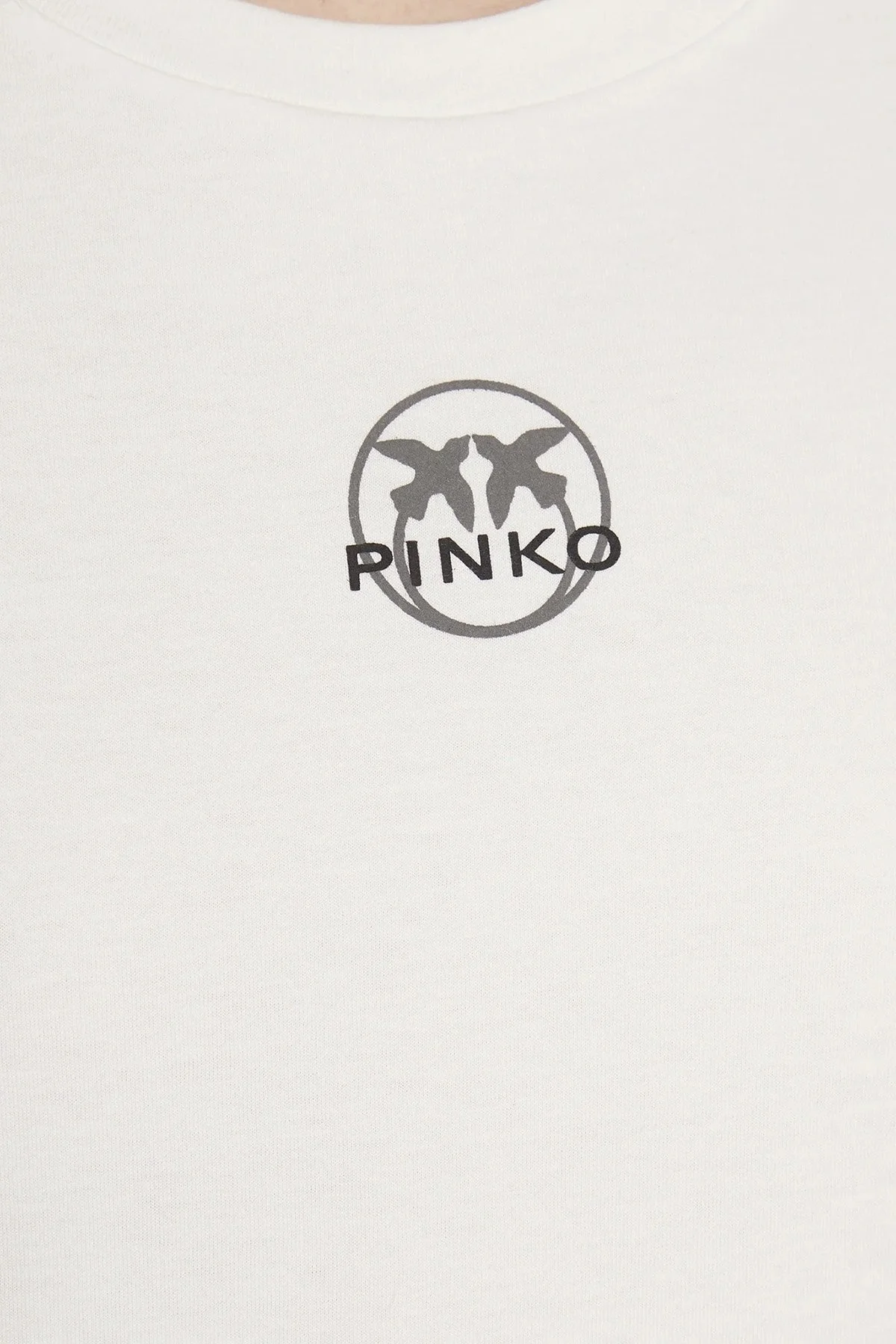 Pinko Logolu Bisiklet Yaka % 100 Pamuk Regular Fit Bayan T Shirt 100355 A0KO Z07 BEYAZ - 4
