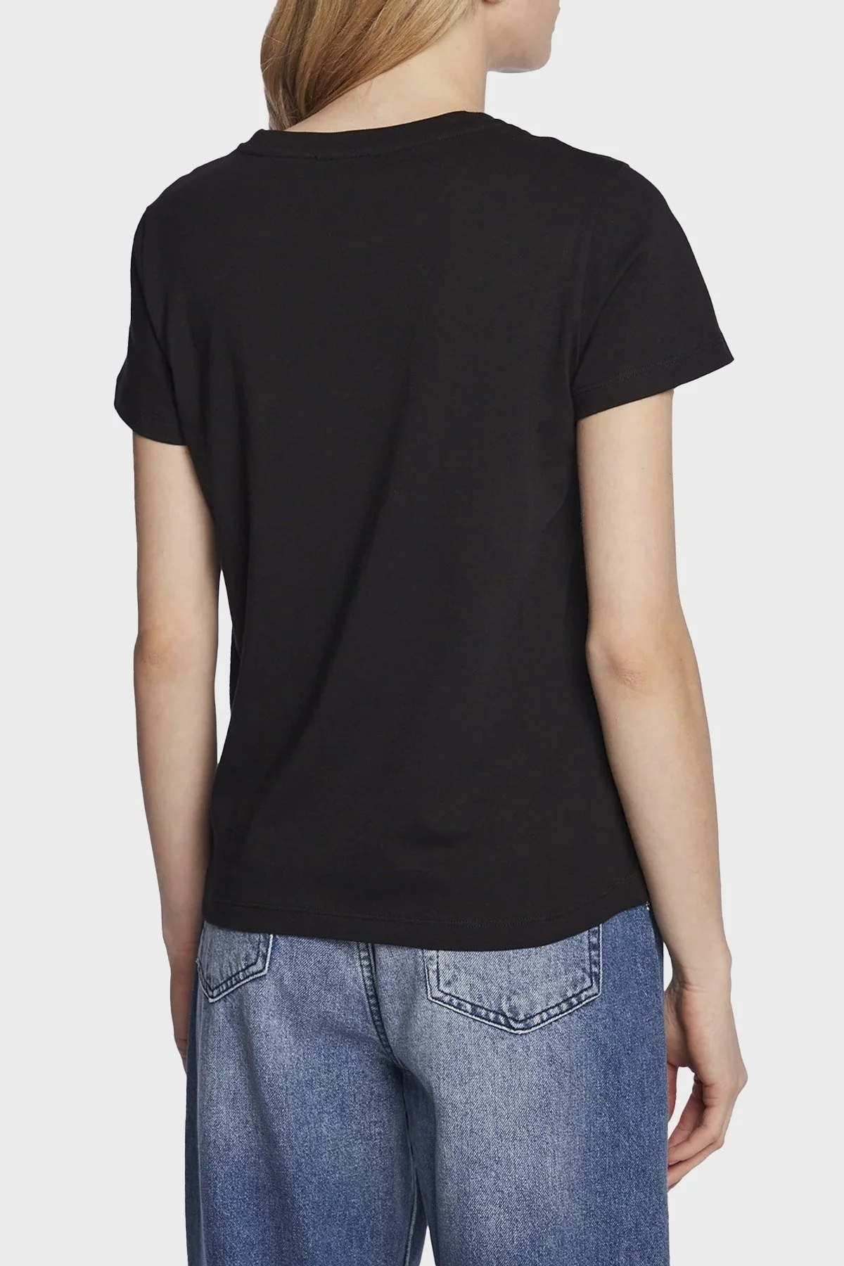 Pinko Logolu Bisiklet Yaka % 100 Pamuk Regular Fit Bayan T Shirt 100355 A0KO Z99 SİYAH - 3
