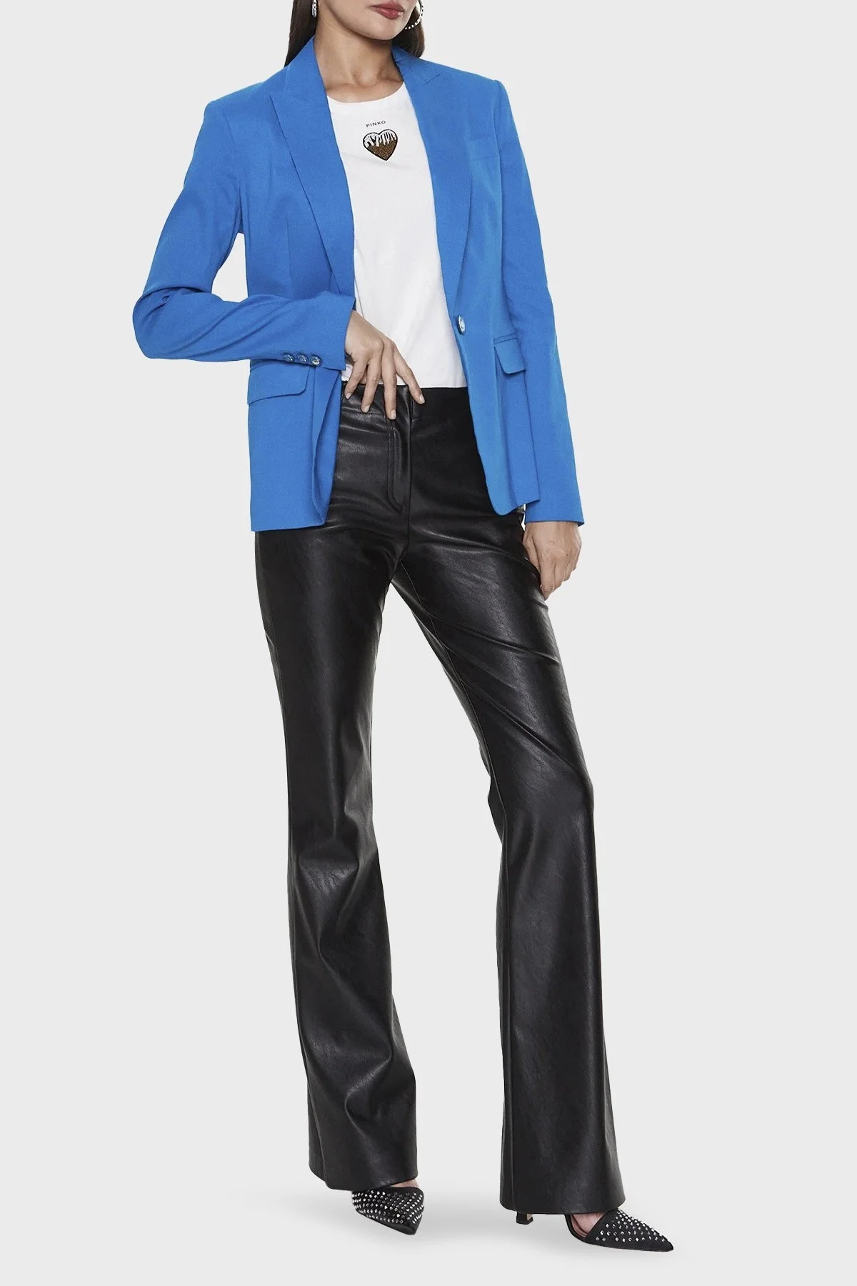 Pinko Logolu Bisiklet Yaka % 100 Pamuk Regular Fit Bayan T Shirt 100789 A0PS Z07 BEYAZ - 2