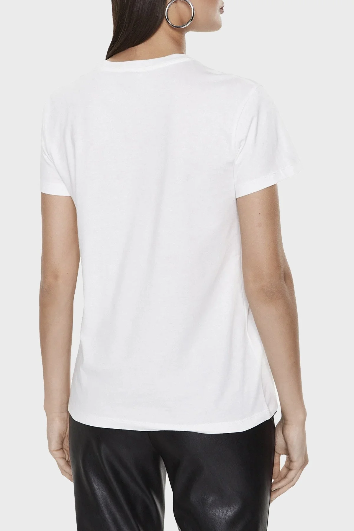 Pinko Logolu Bisiklet Yaka % 100 Pamuk Regular Fit Bayan T Shirt 100789 A0PS Z07 BEYAZ - 3