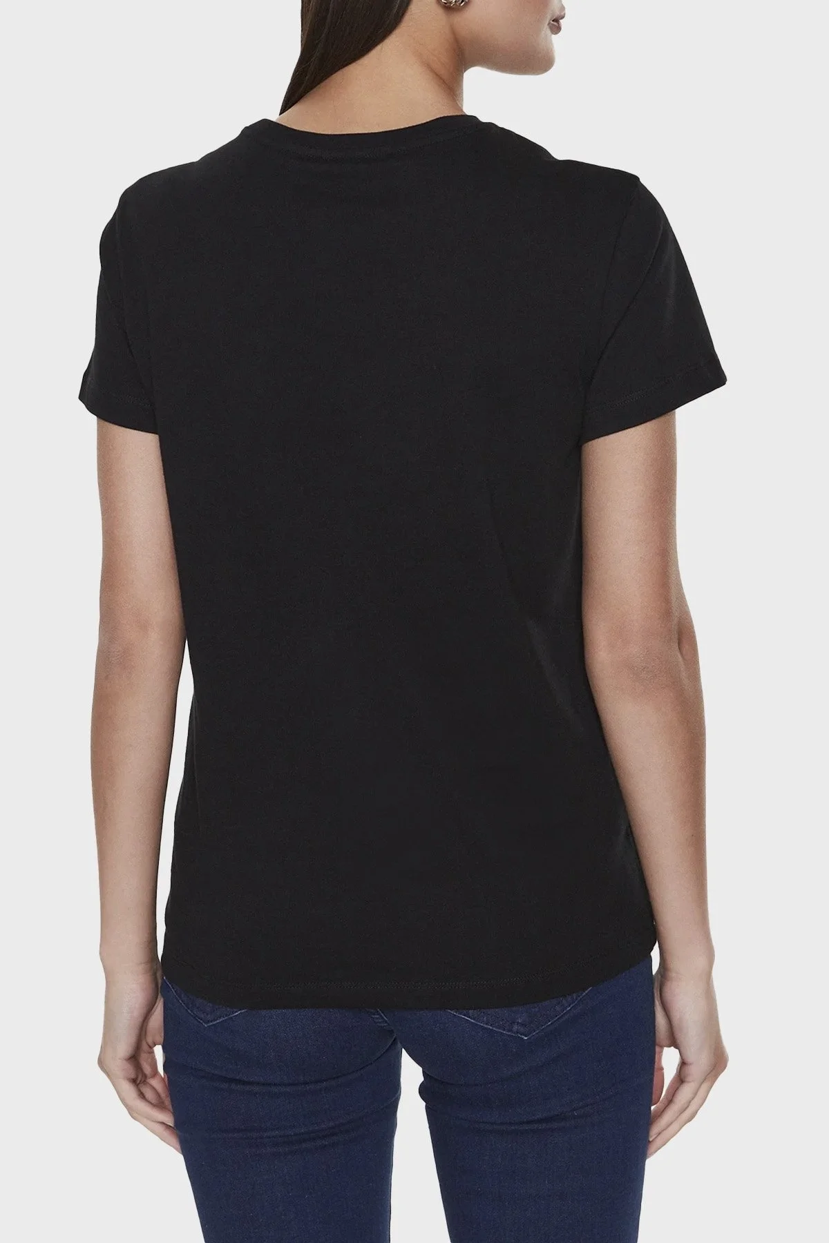 Pinko Logolu Bisiklet Yaka % 100 Pamuk Regular Fit Bayan T Shirt 100789 A0PS Z99 SİYAH - 3