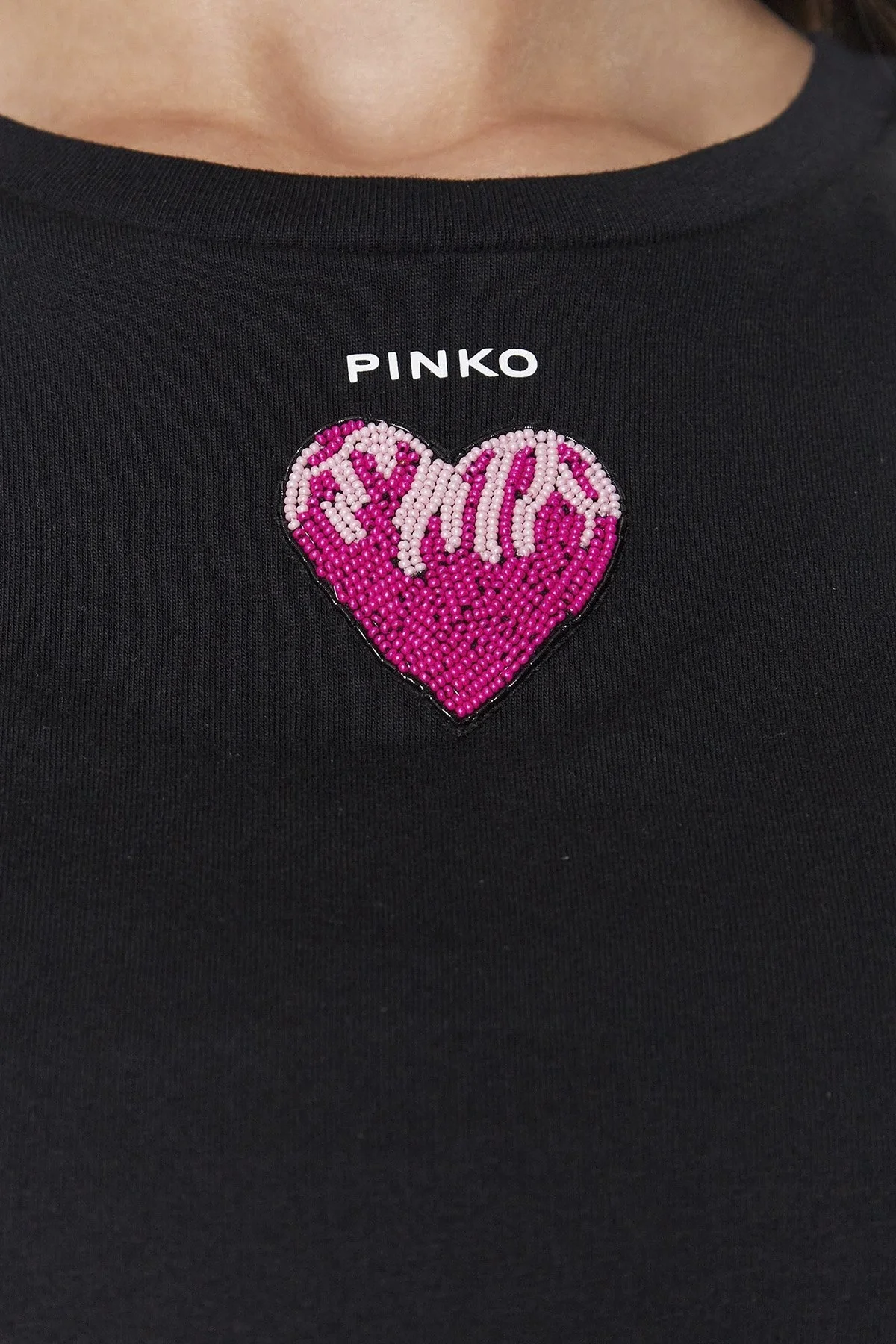 Pinko Logolu Bisiklet Yaka % 100 Pamuk Regular Fit Bayan T Shirt 100789 A0PS Z99 SİYAH - 5