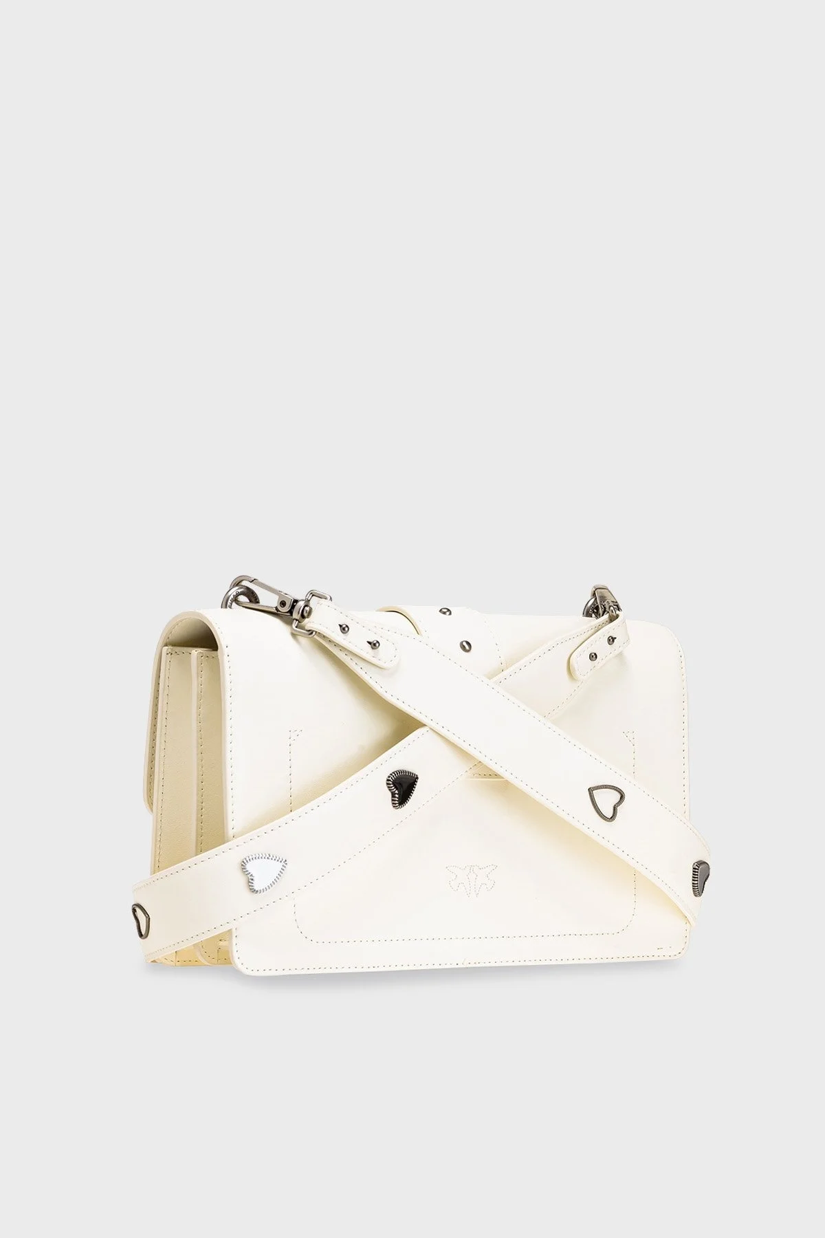Pinko Logolu Çıkarılabilir Omuz Askılı % 100 Deri Bayan Çanta 1P22TT Y5H7 Z14O EKRU - 4