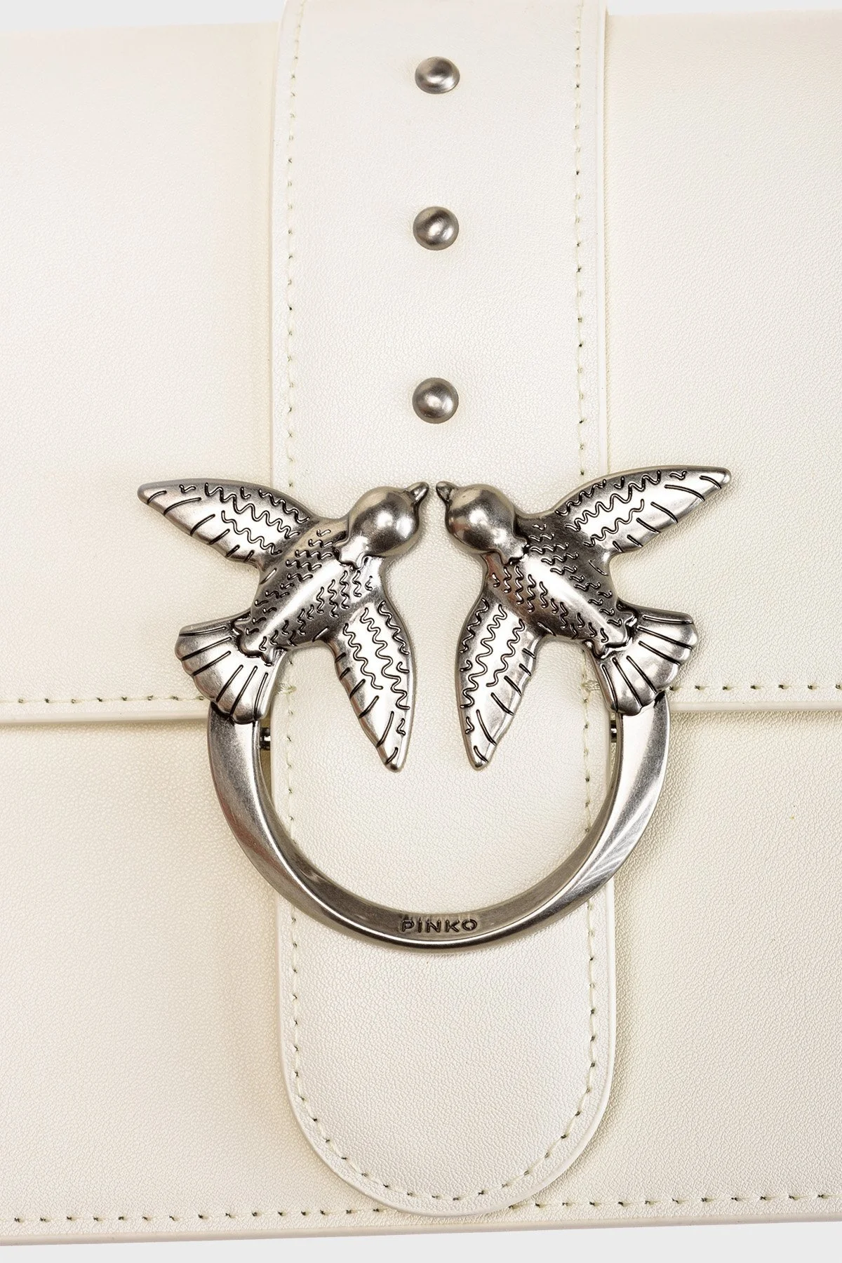 Pinko Logolu Çıkarılabilir Omuz Askılı % 100 Deri Bayan Çanta 1P22TT Y5H7 Z14O EKRU - 5