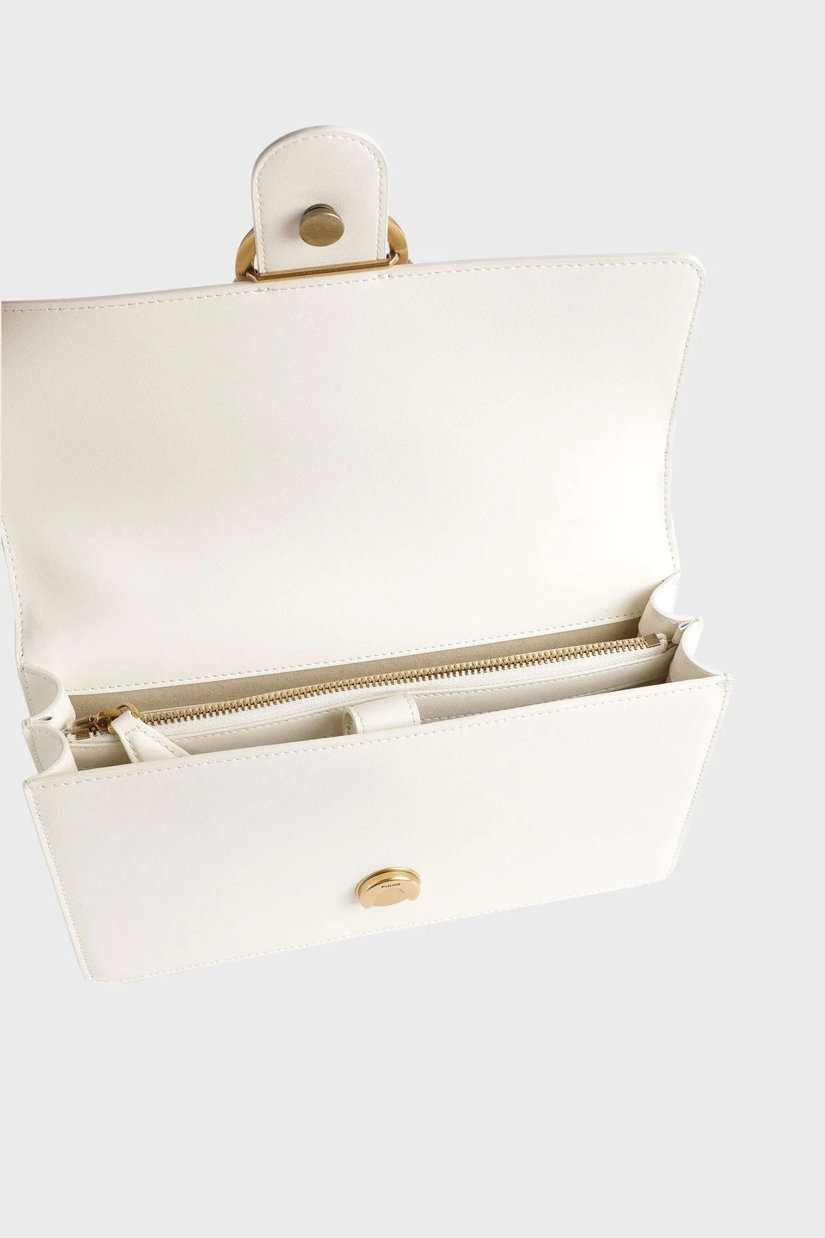 Pinko Logolu Çıkarılabilir Omuz Askılı % 100 Deri Bayan Çanta 1P22TT Y5H7 Z14Q EKRU - 3