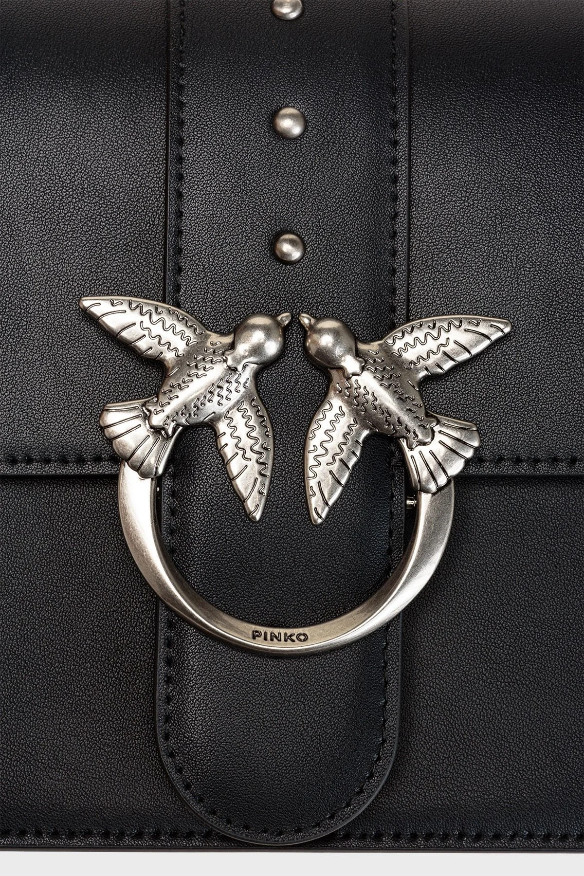 Pinko Logolu Çıkarılabilir Omuz Askılı % 100 Deri Bayan Çanta 1P22TT Y5H7 Z99O SİYAH - 5