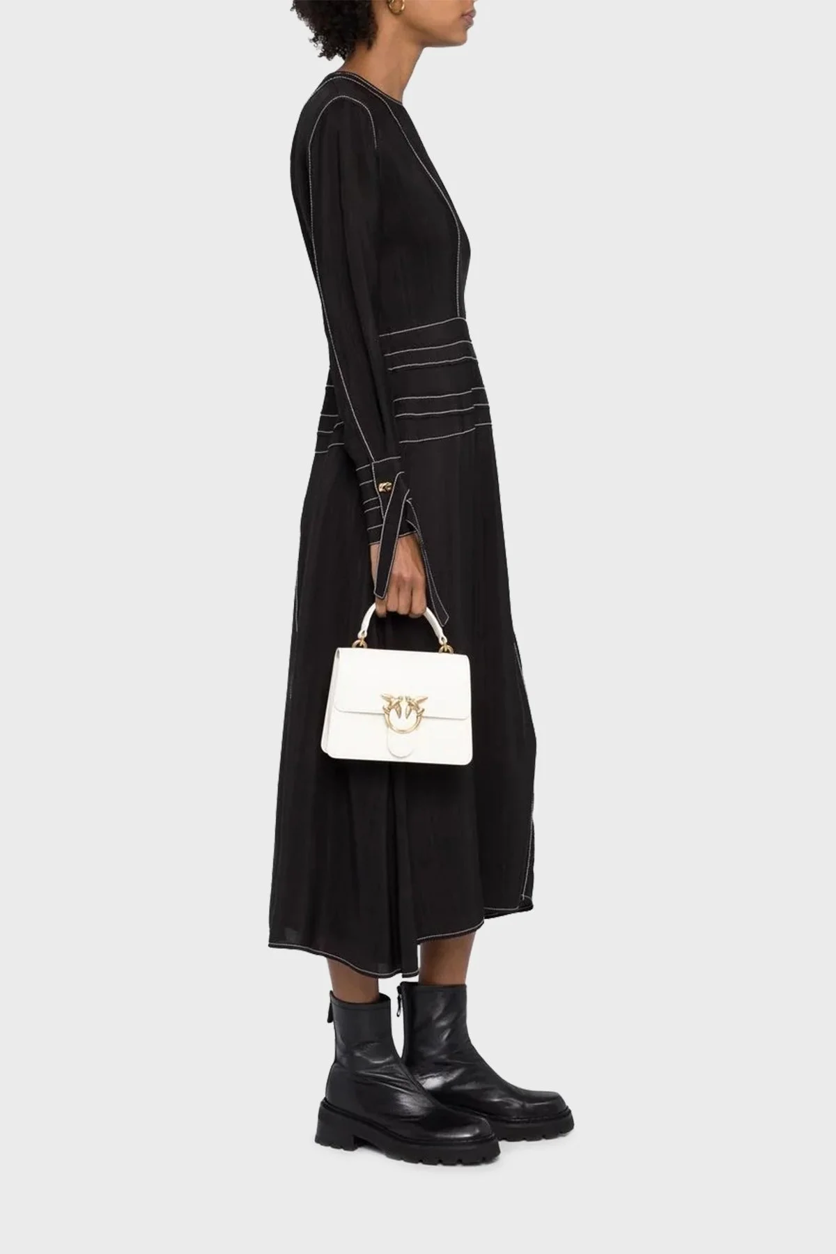 Pinko Logolu Çıkarılabilir Uzatma Askılı Hakiki Deri Bayan Çanta 100071 A0F1 Z14Q EKRU - 11